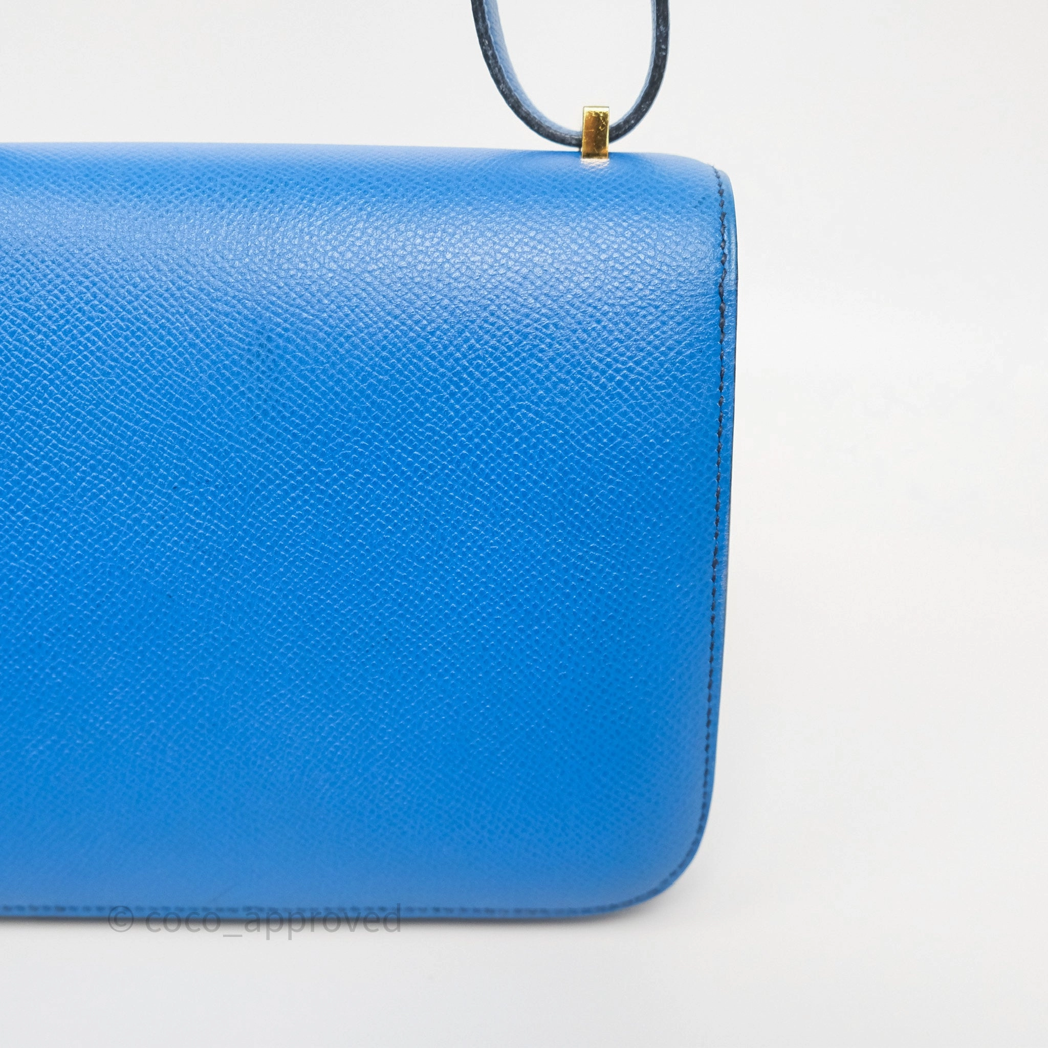 Herms Constance Mini 18cm Bleu Izmir 7W Epsom Gold Hardware
