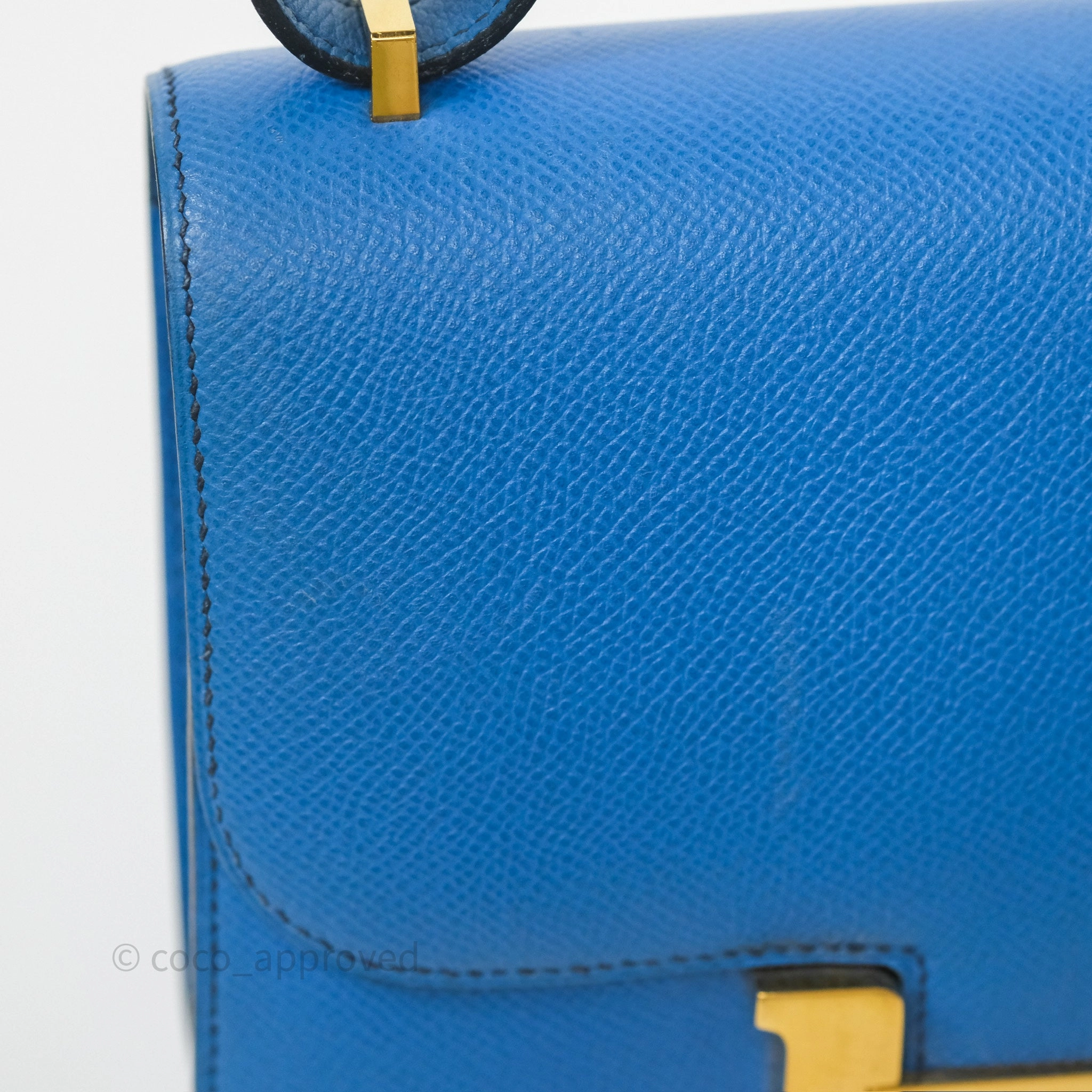 Herms Constance Mini 18cm Bleu Izmir 7W Epsom Gold Hardware