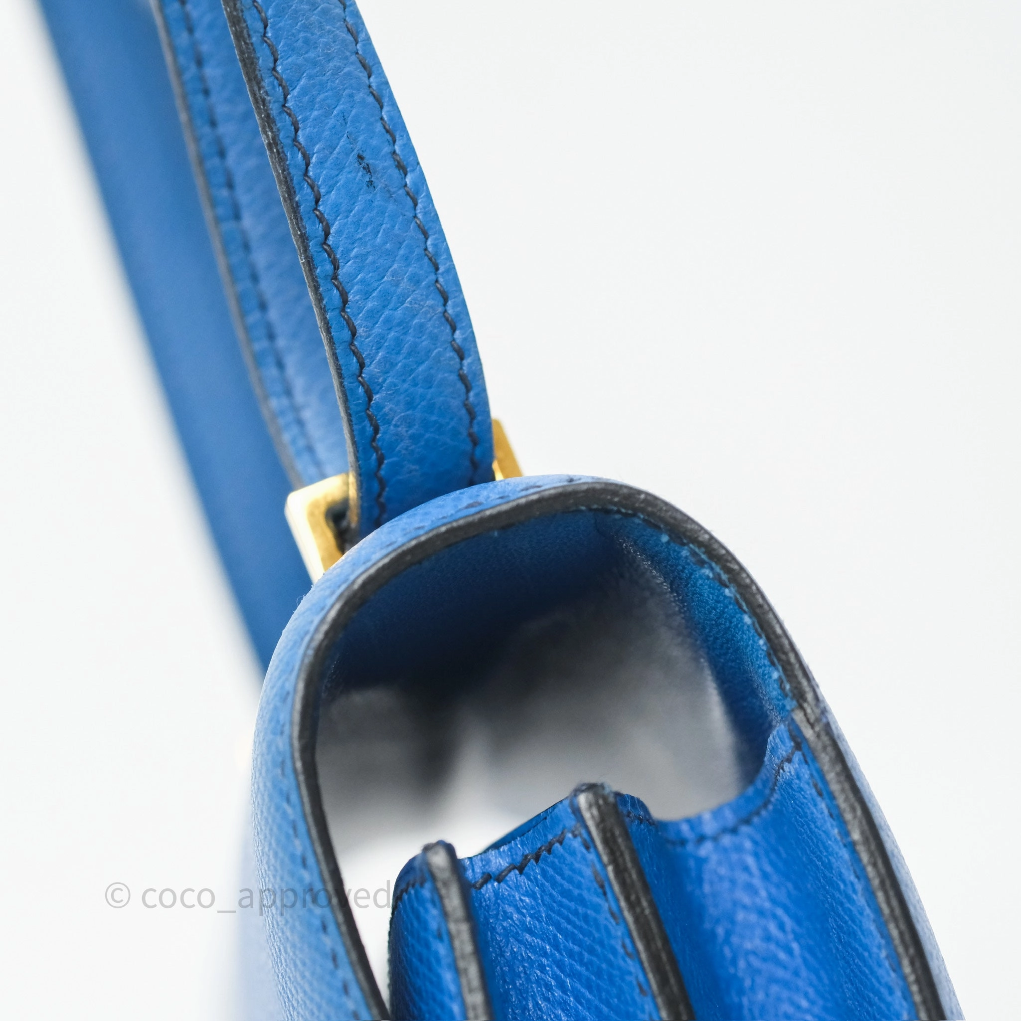 Herms Constance Mini 18cm Bleu Izmir 7W Epsom Gold Hardware