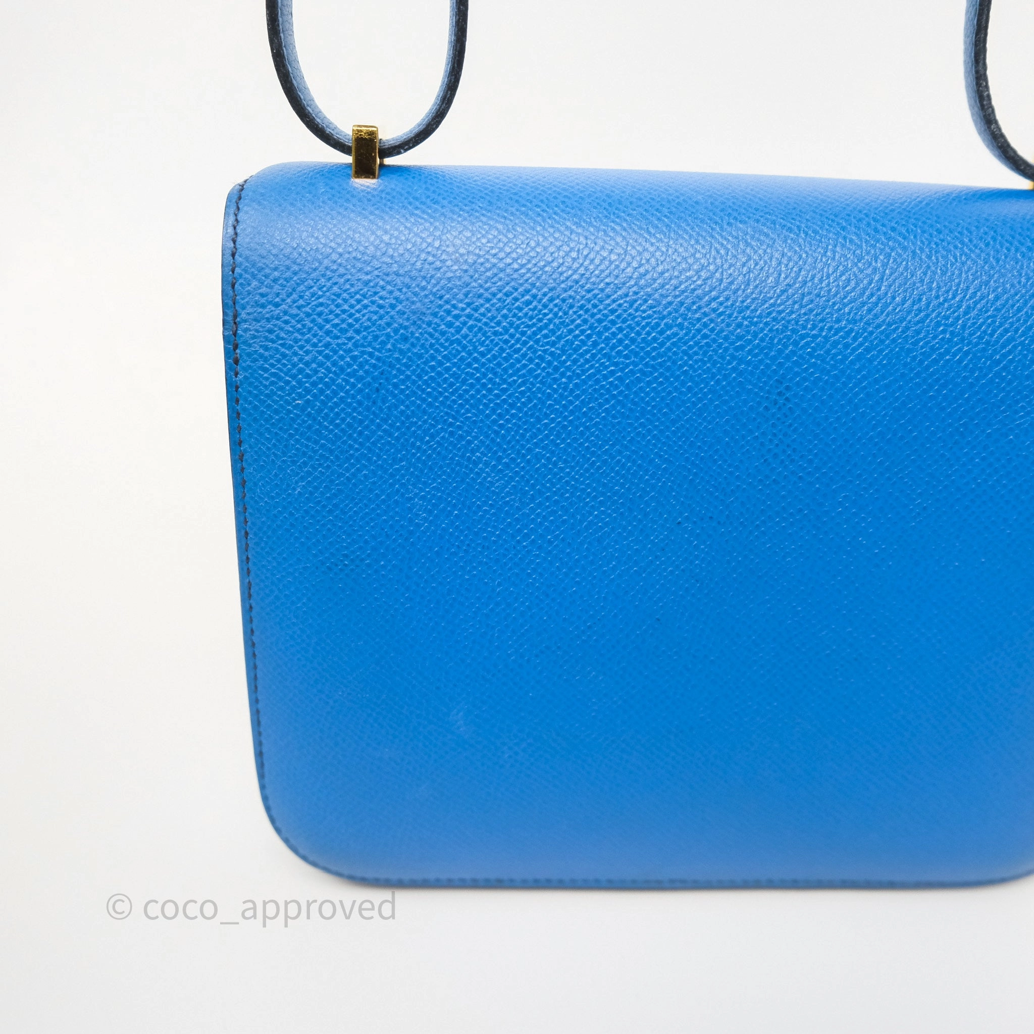 Herms Constance Mini 18cm Bleu Izmir 7W Epsom Gold Hardware