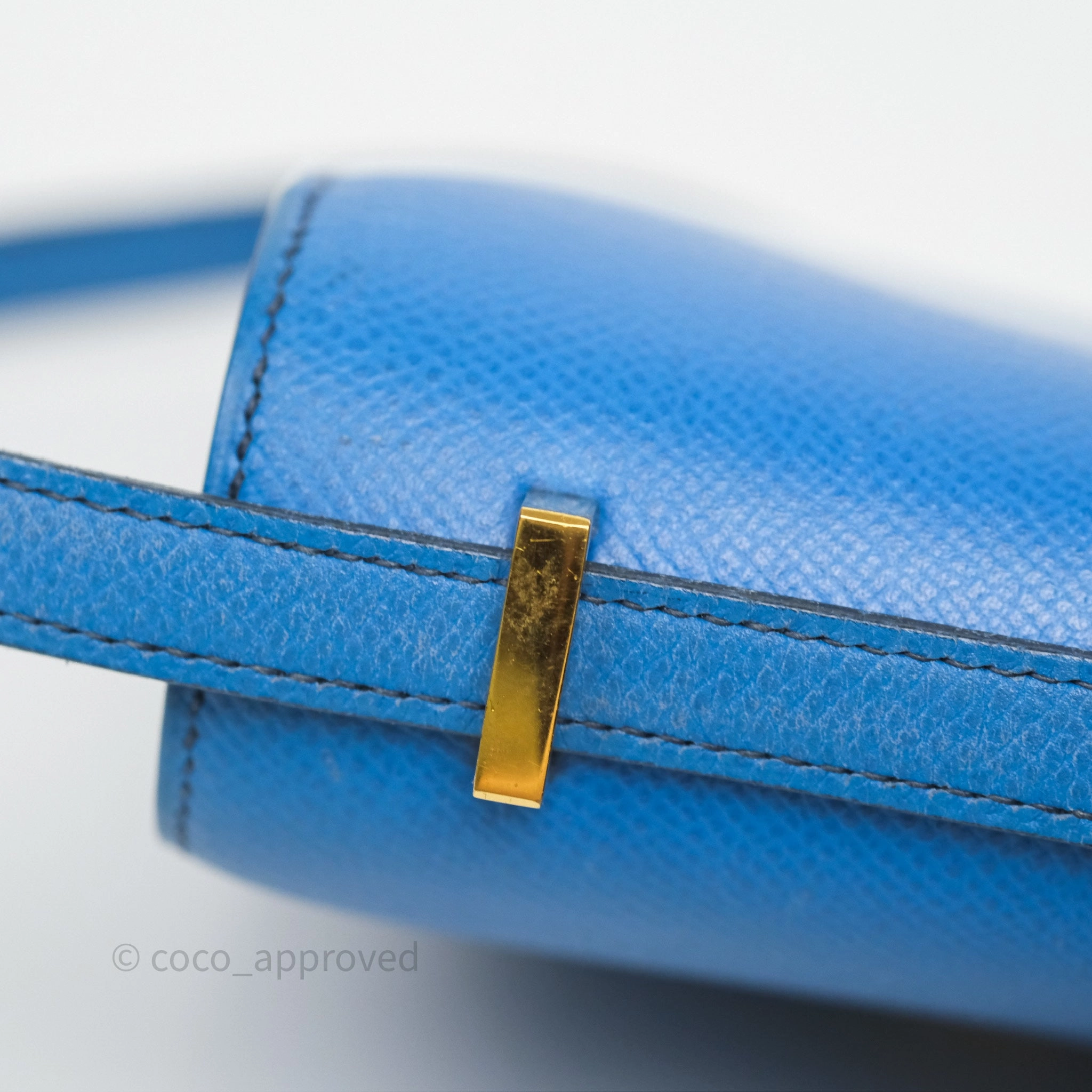 Herms Constance Mini 18cm Bleu Izmir 7W Epsom Gold Hardware