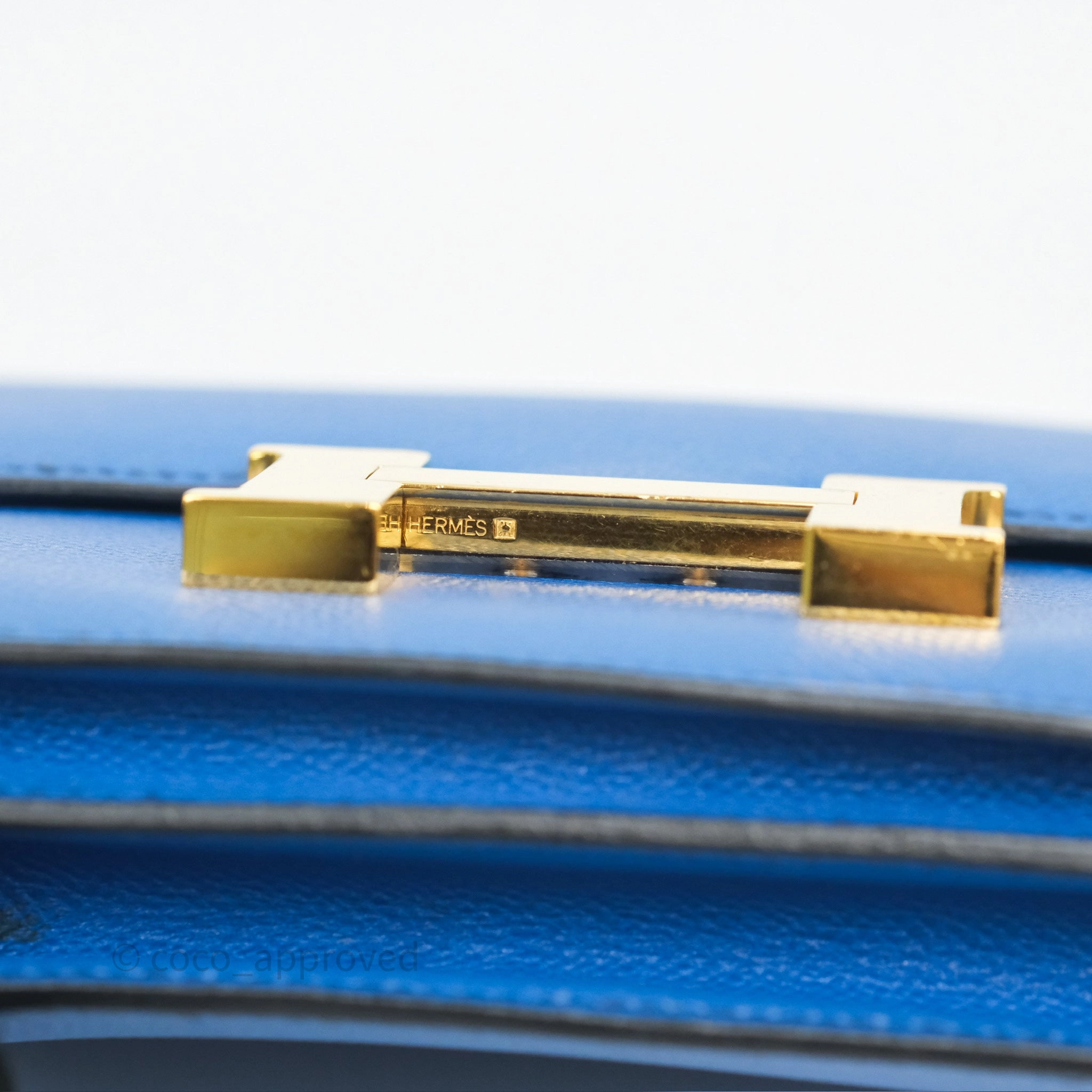 Herms Constance Mini 18cm Bleu Izmir 7W Epsom Gold Hardware