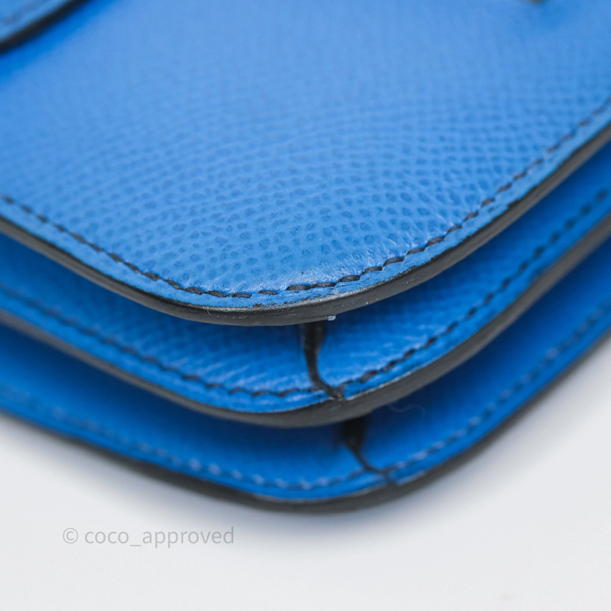 Herms Constance Mini 18cm Bleu Izmir 7W Epsom Gold Hardware