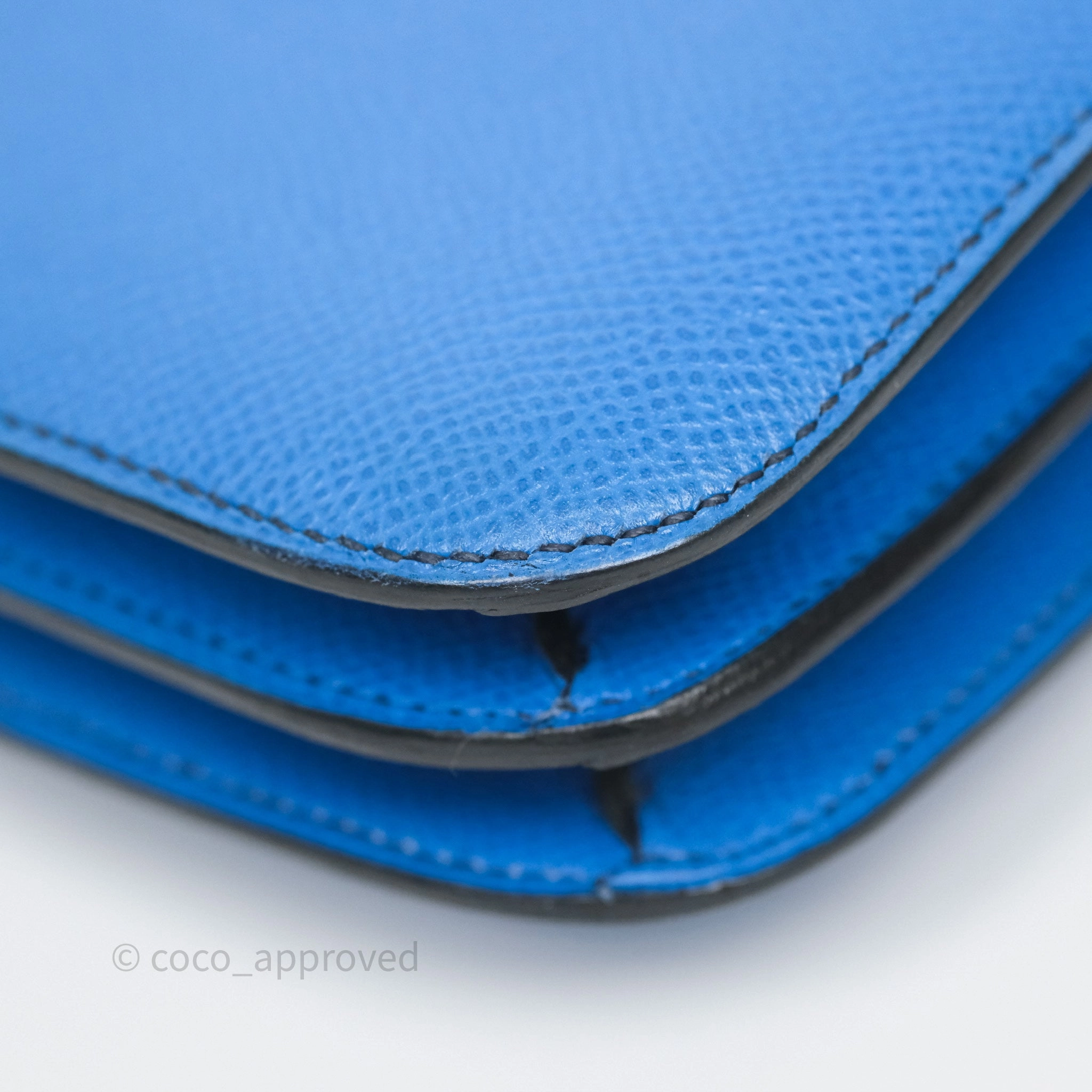 Herms Constance Mini 18cm Bleu Izmir 7W Epsom Gold Hardware