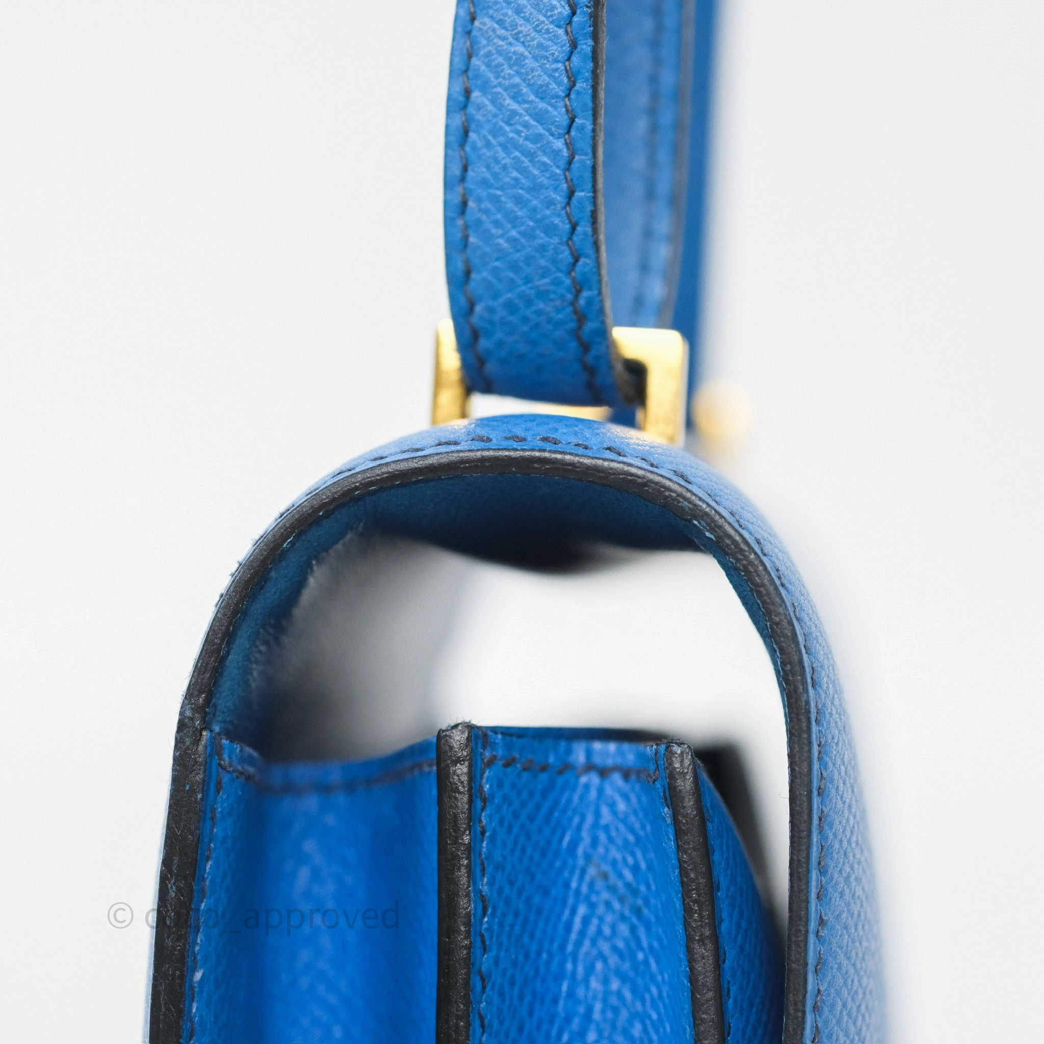 Herms Constance Mini 18cm Bleu Izmir 7W Epsom Gold Hardware
