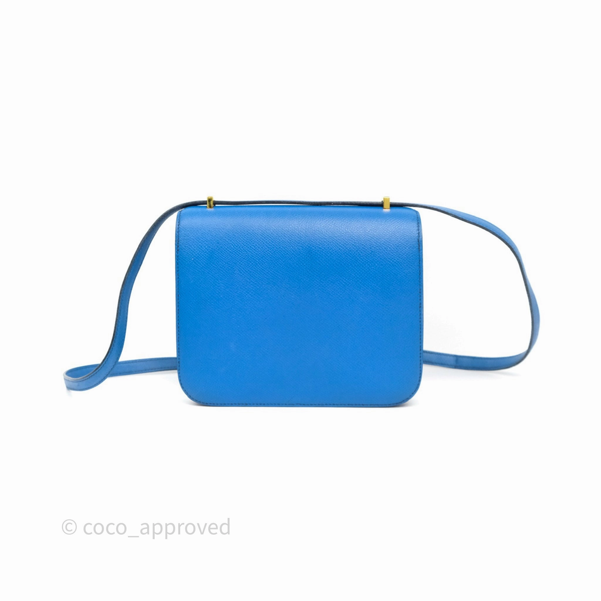 Herms Constance Mini 18cm Bleu Izmir 7W Epsom Gold Hardware