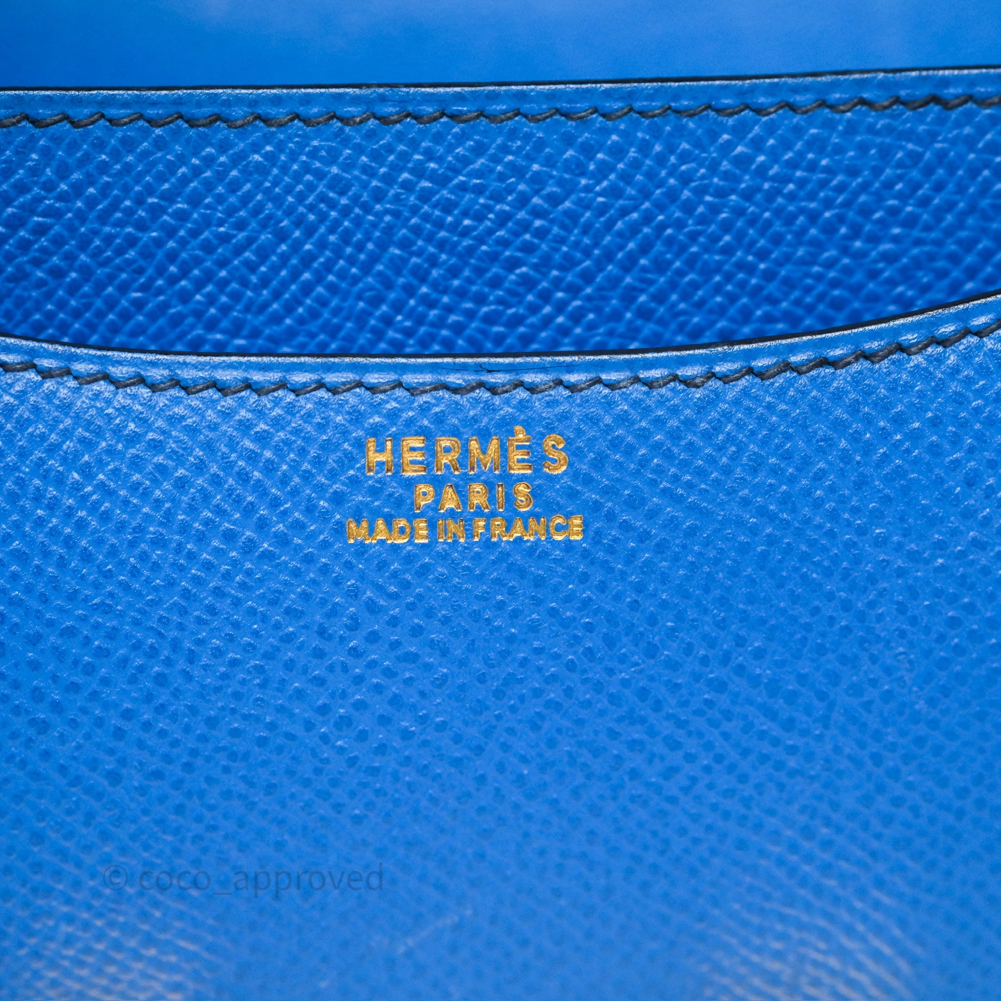 Herms Constance Mini 18cm Bleu Izmir 7W Epsom Gold Hardware