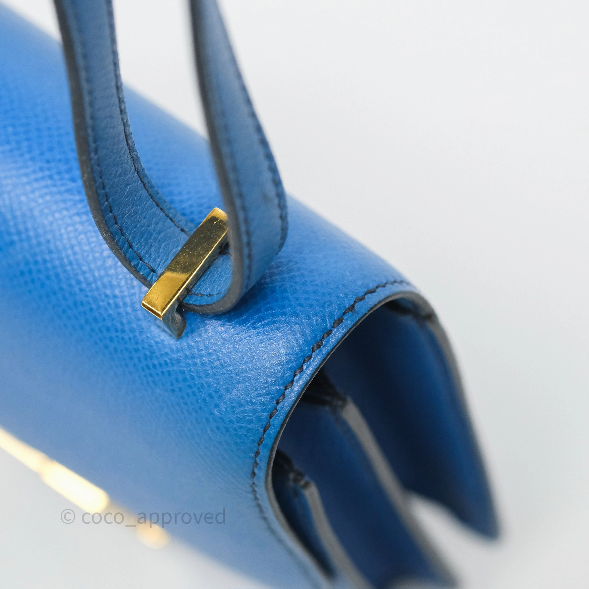 Herms Constance Mini 18cm Bleu Izmir 7W Epsom Gold Hardware