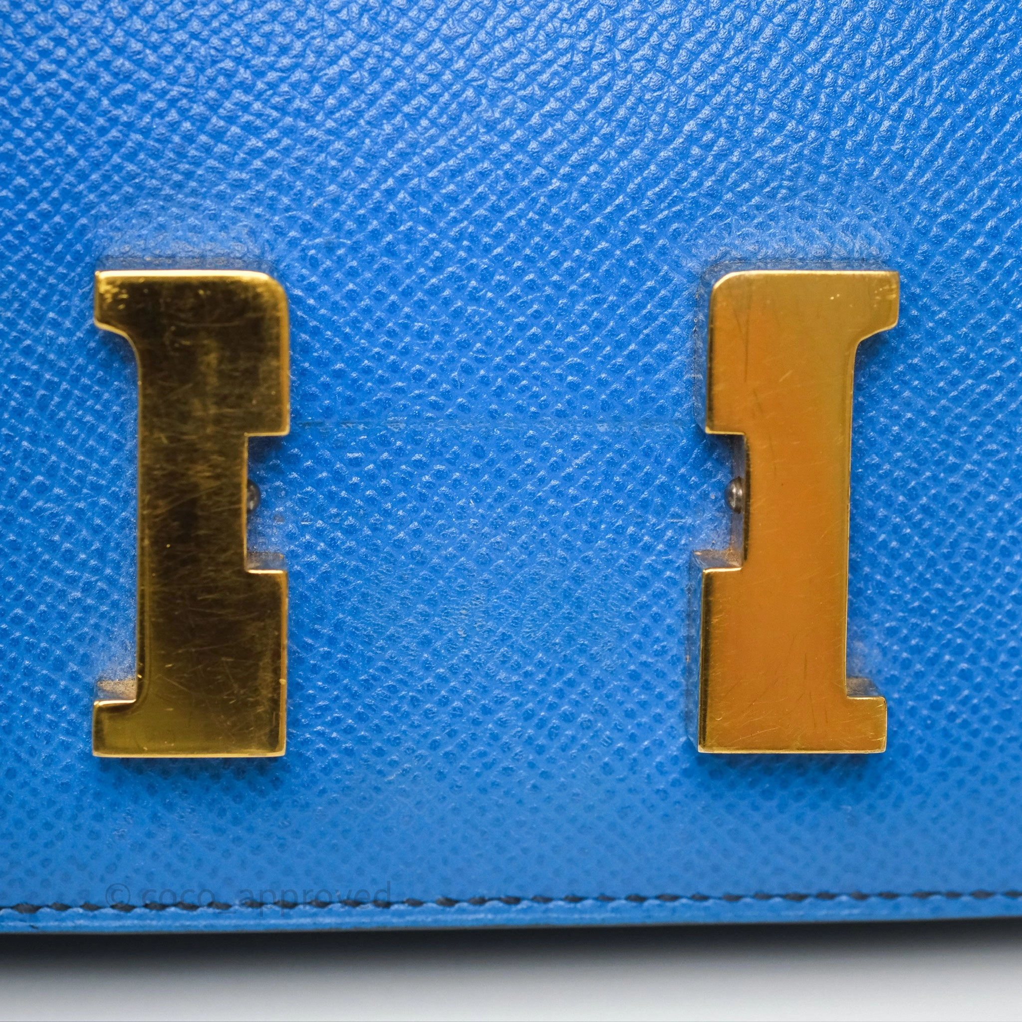 Herms Constance Mini 18cm Bleu Izmir 7W Epsom Gold Hardware