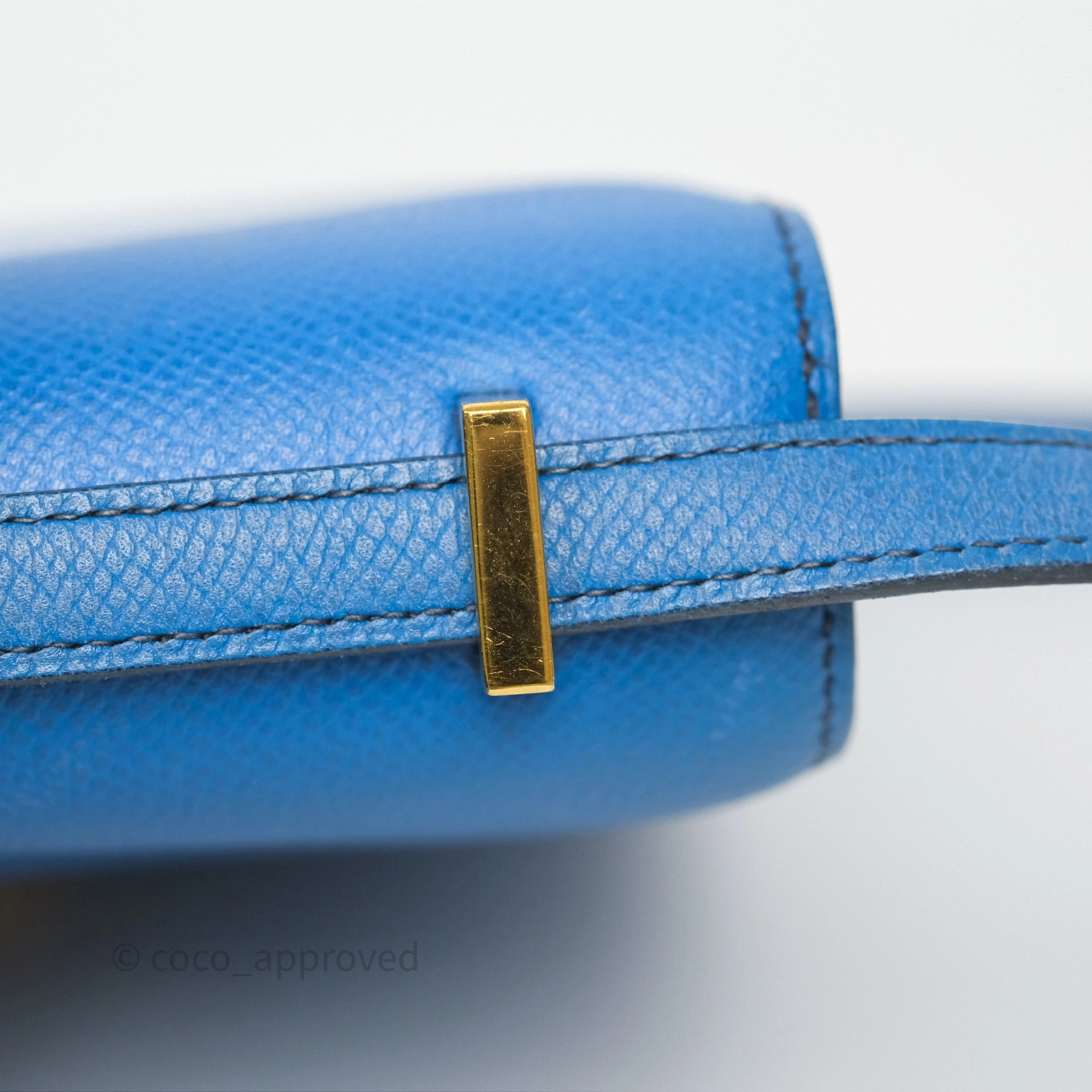 Herms Constance Mini 18cm Bleu Izmir 7W Epsom Gold Hardware