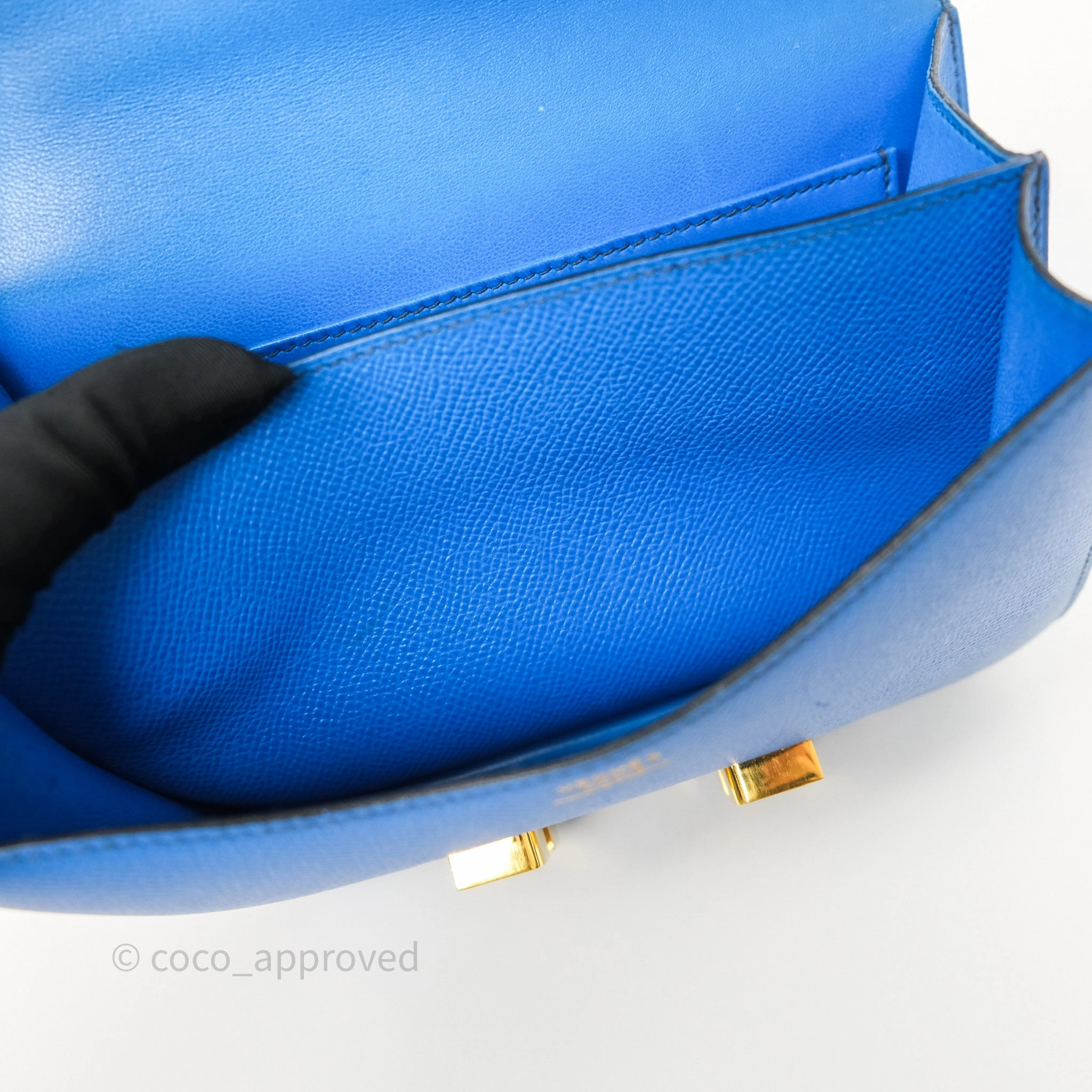 Herms Constance Mini 18cm Bleu Izmir 7W Epsom Gold Hardware