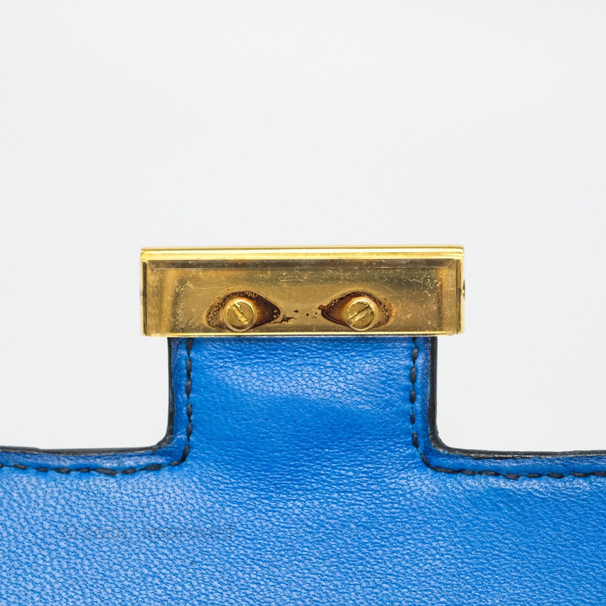 Herms Constance Mini 18cm Bleu Izmir 7W Epsom Gold Hardware