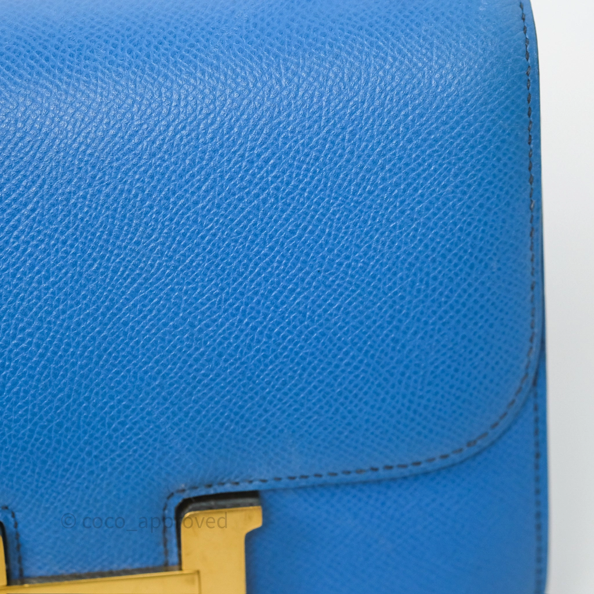 Herms Constance Mini 18cm Bleu Izmir 7W Epsom Gold Hardware