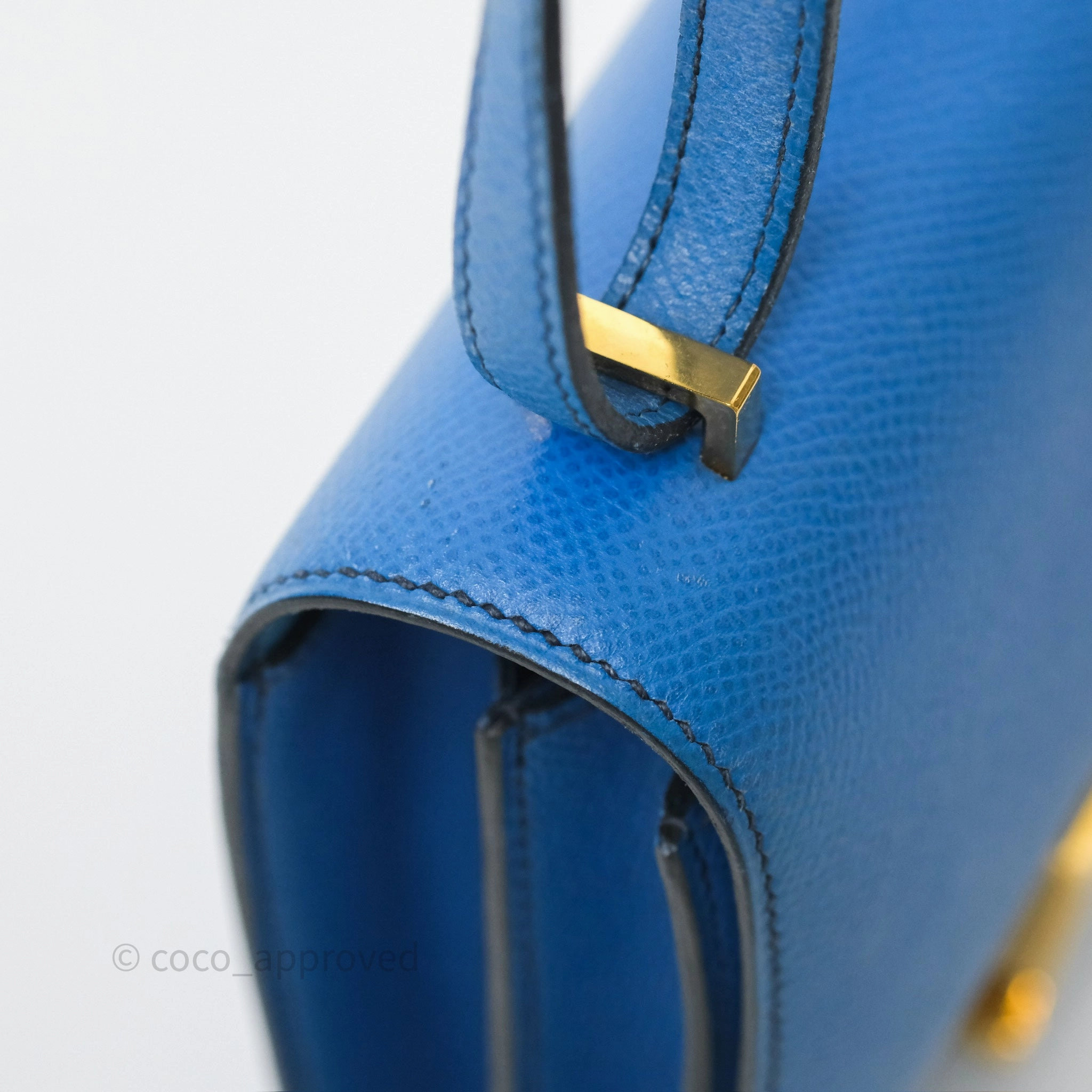 Herms Constance Mini 18cm Bleu Izmir 7W Epsom Gold Hardware