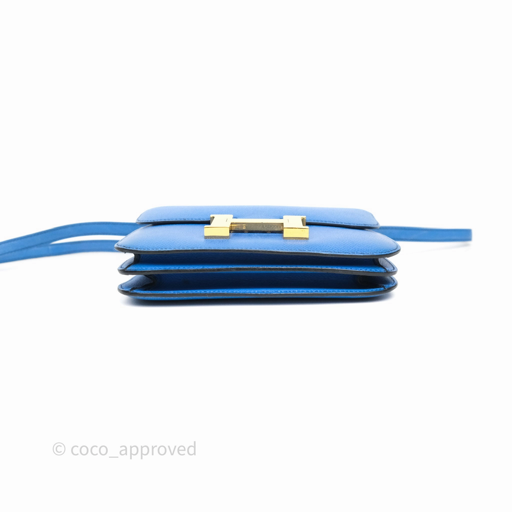 Herms Constance Mini 18cm Bleu Izmir 7W Epsom Gold Hardware