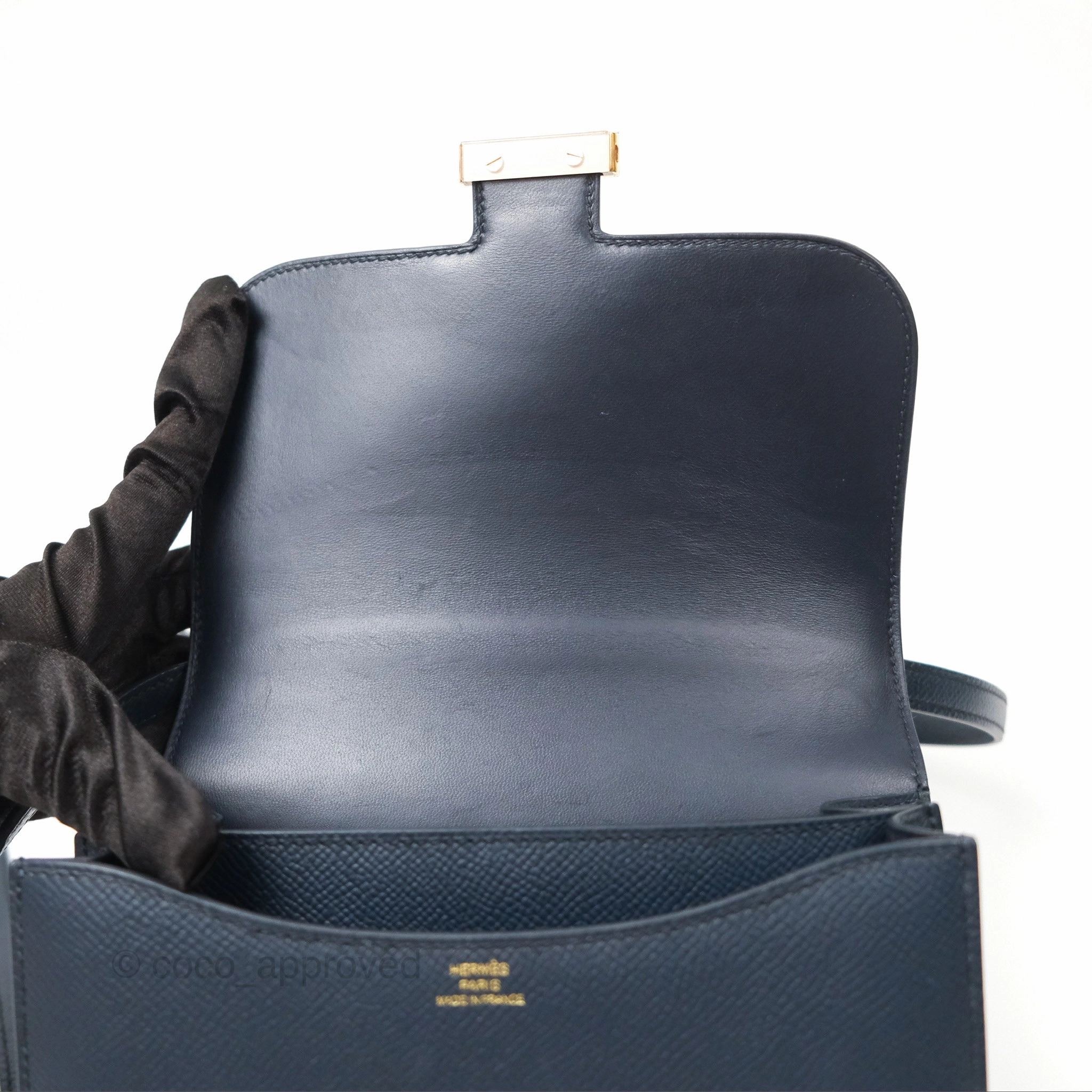 Herms Constance Mini 18cm Bleu Nuit 2Z Epsom Rose Gold Hardware