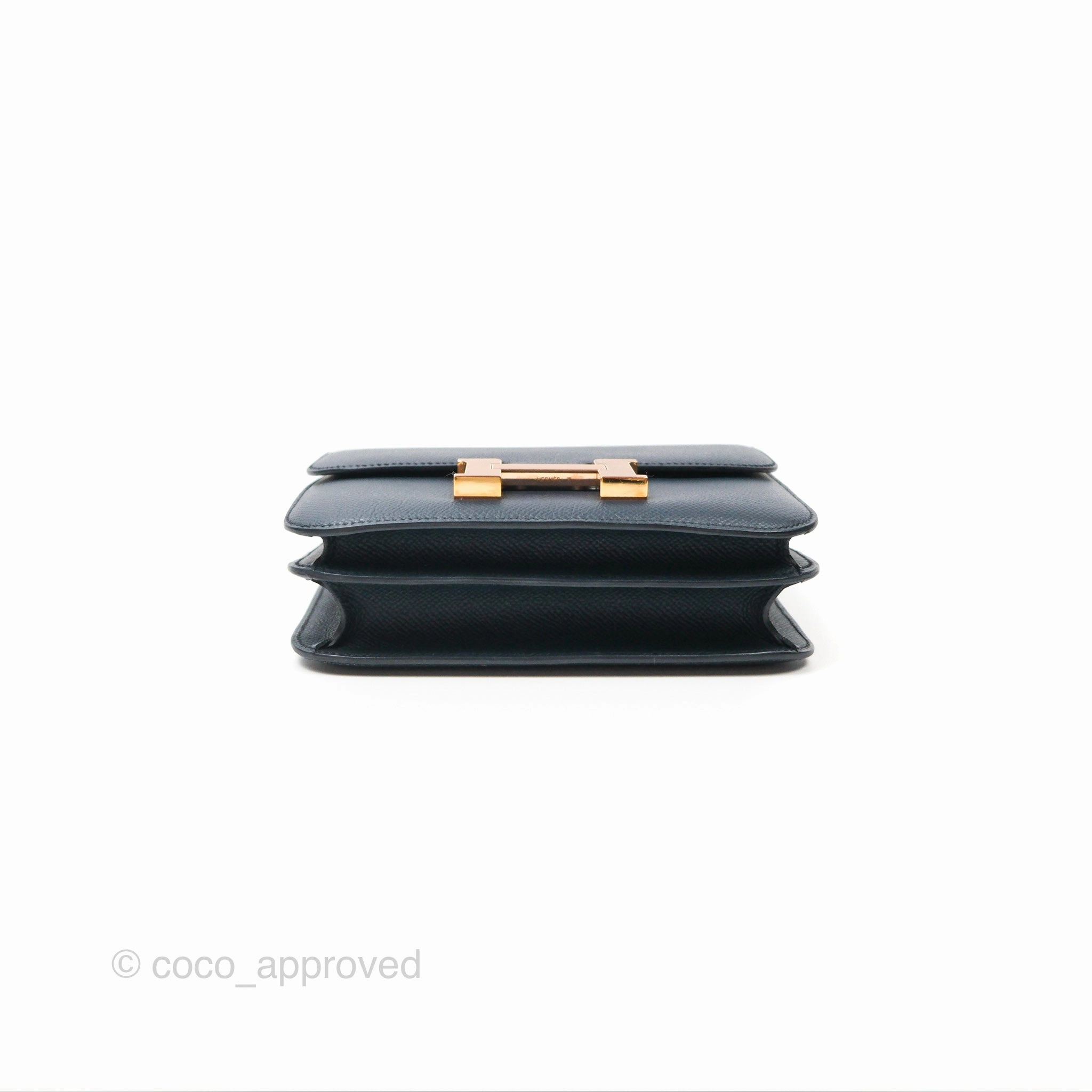 Herms Constance Mini 18cm Bleu Nuit 2Z Epsom Rose Gold Hardware