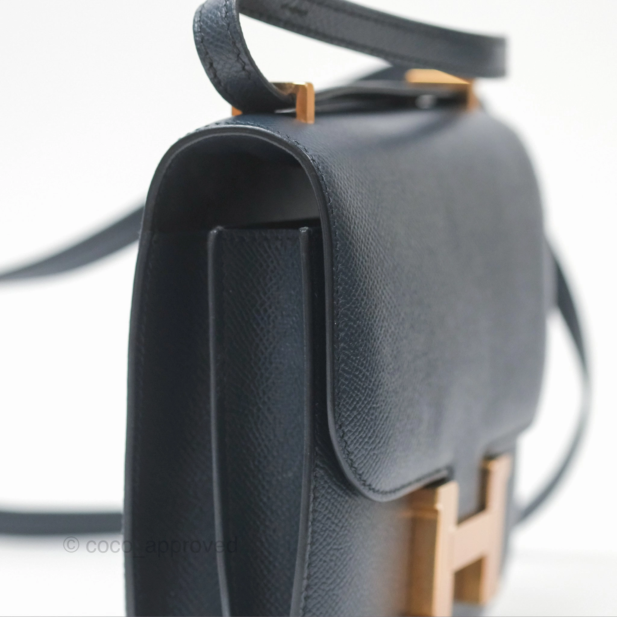 Herms Constance Mini 18cm Bleu Nuit 2Z Epsom Rose Gold Hardware