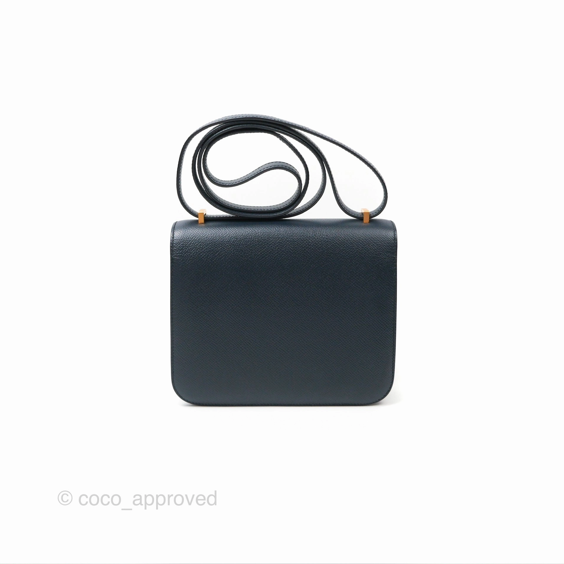 Herms Constance Mini 18cm Bleu Nuit 2Z Epsom Rose Gold Hardware