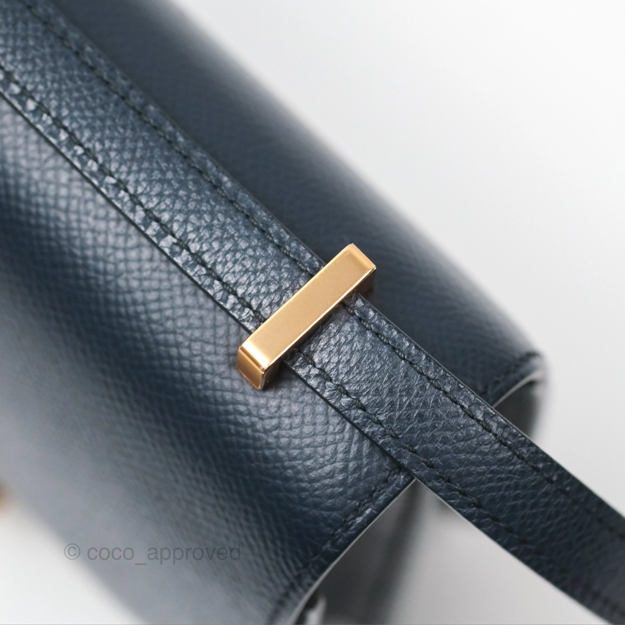 Herms Constance Mini 18cm Bleu Nuit 2Z Epsom Rose Gold Hardware
