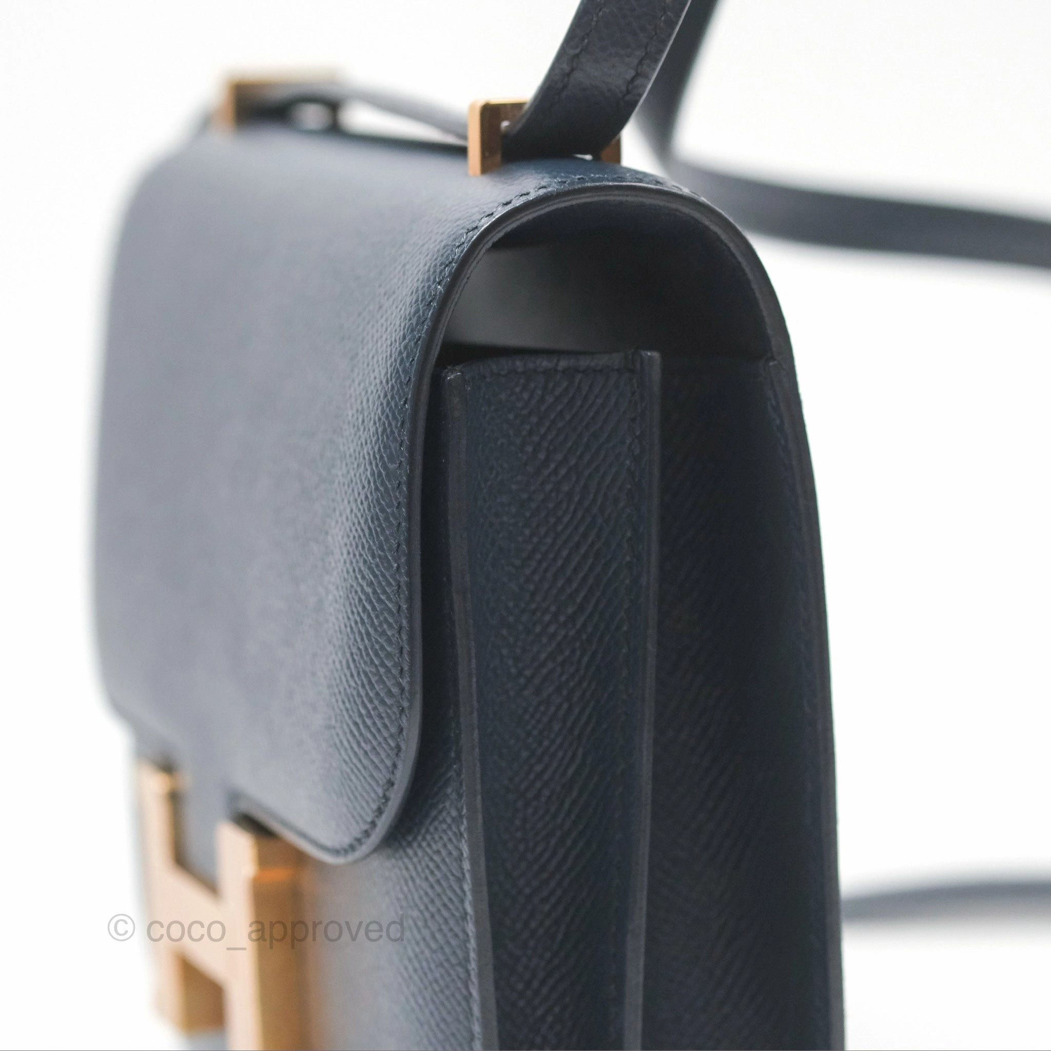 Herms Constance Mini 18cm Bleu Nuit 2Z Epsom Rose Gold Hardware