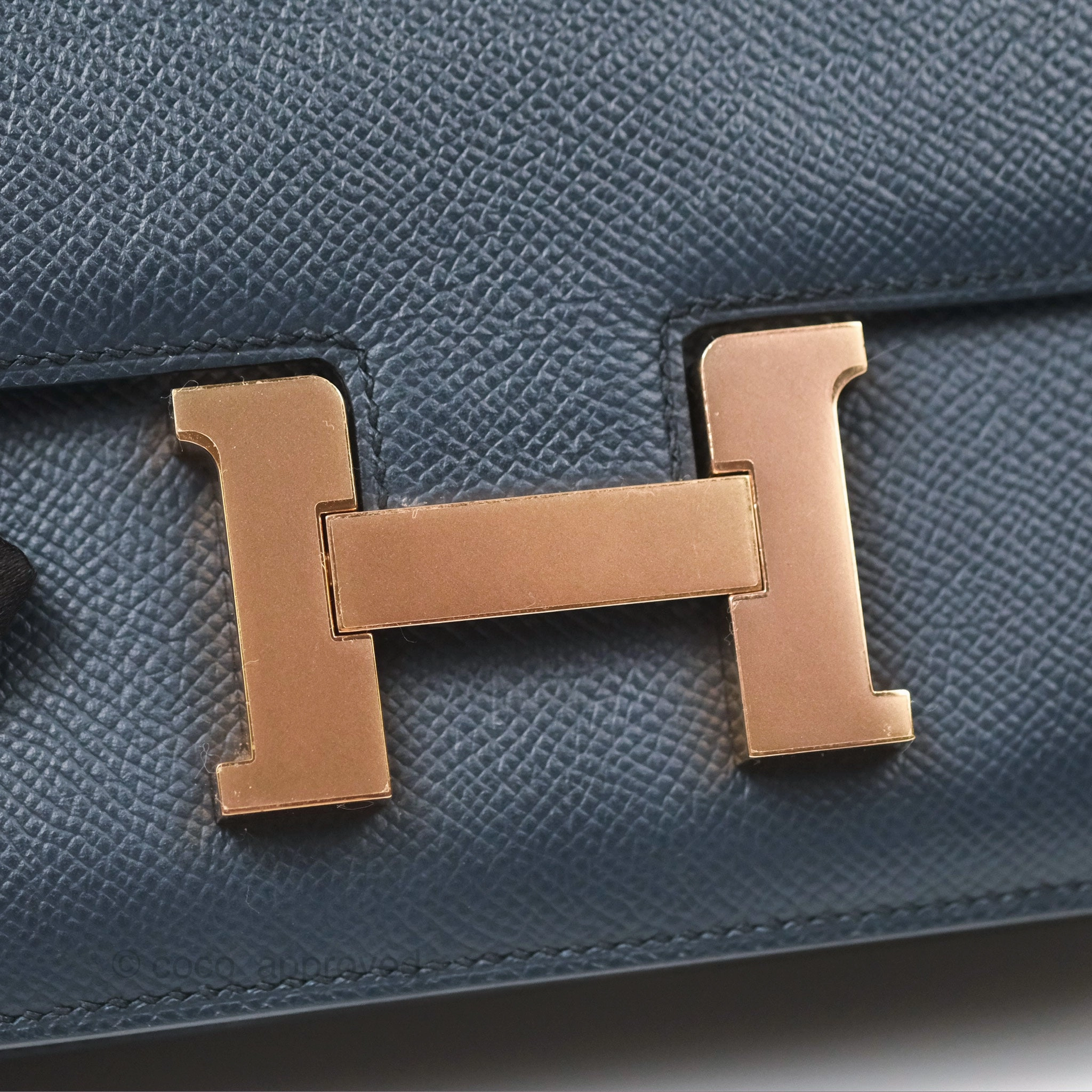 Herms Constance Mini 18cm Bleu Nuit 2Z Epsom Rose Gold Hardware