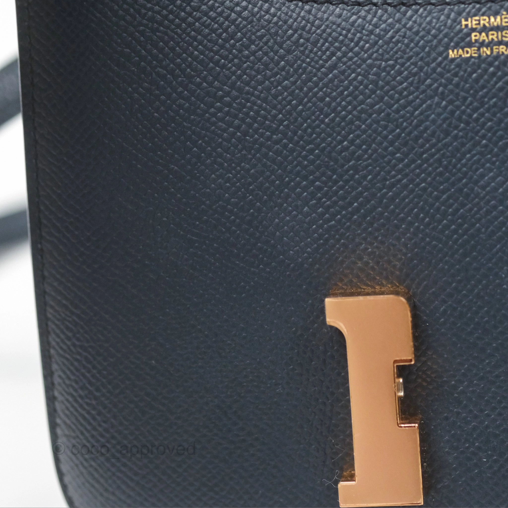 Herms Constance Mini 18cm Bleu Nuit 2Z Epsom Rose Gold Hardware