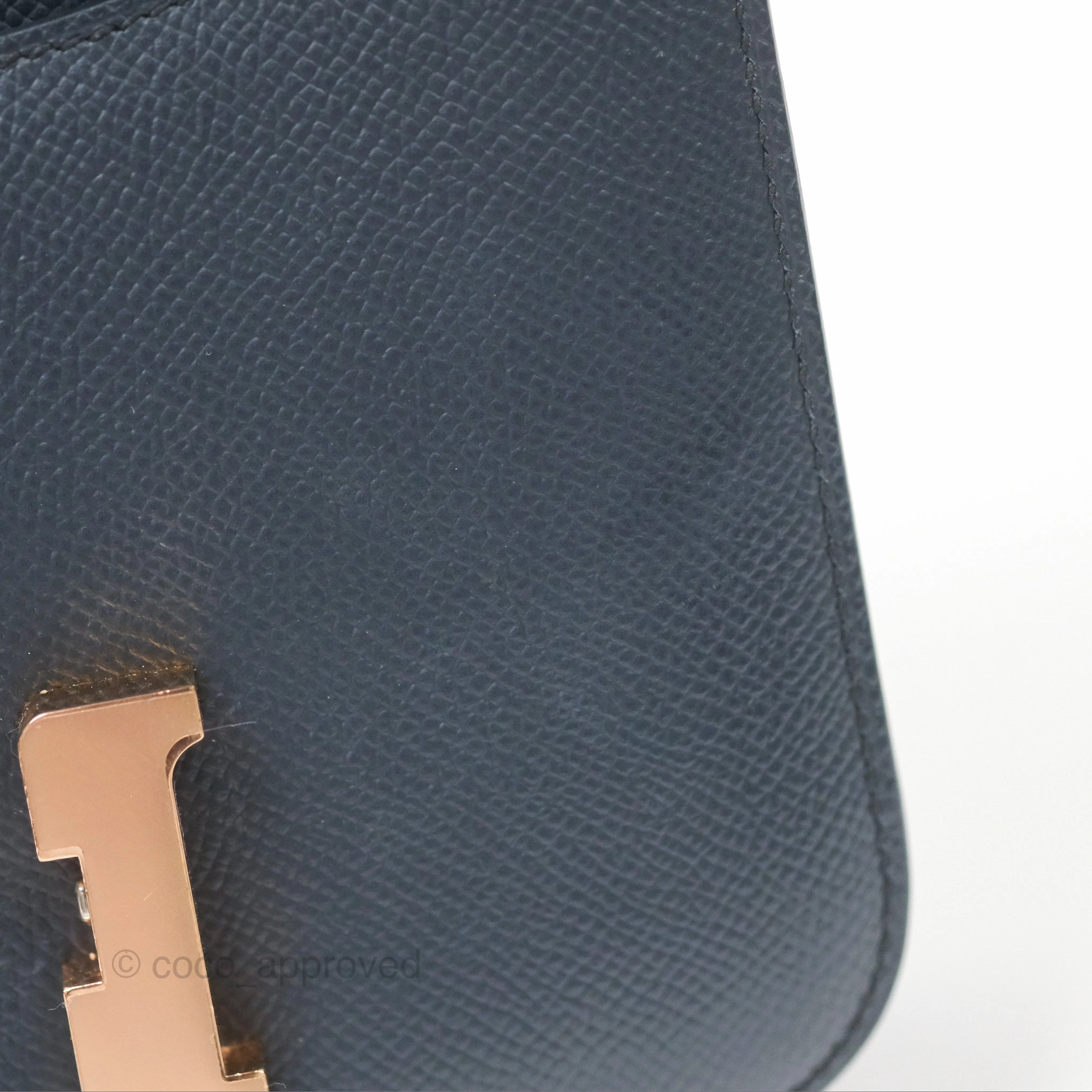 Herms Constance Mini 18cm Bleu Nuit 2Z Epsom Rose Gold Hardware