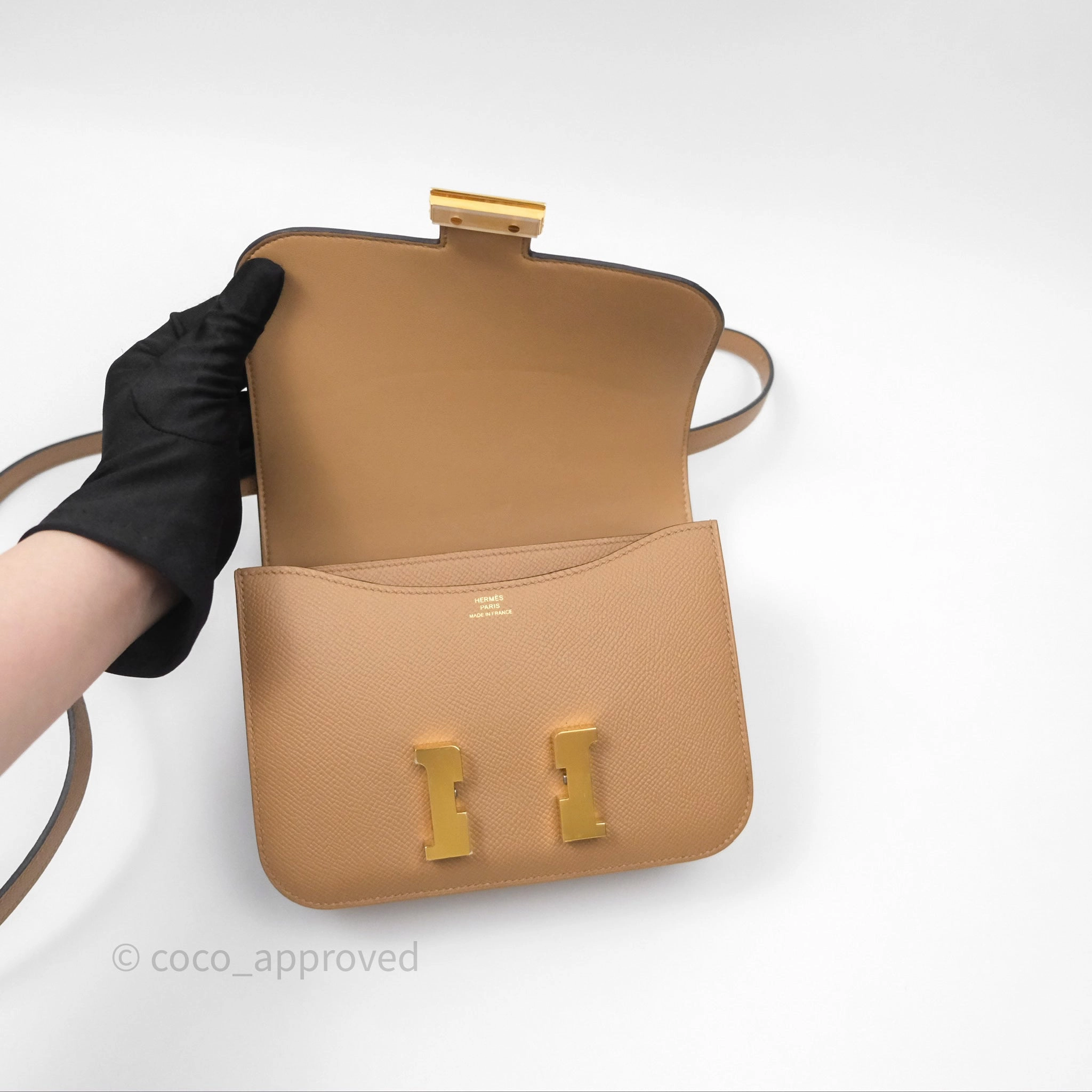 Herms Constance Mini 18cm Chai 0M Epsom Gold Hardware