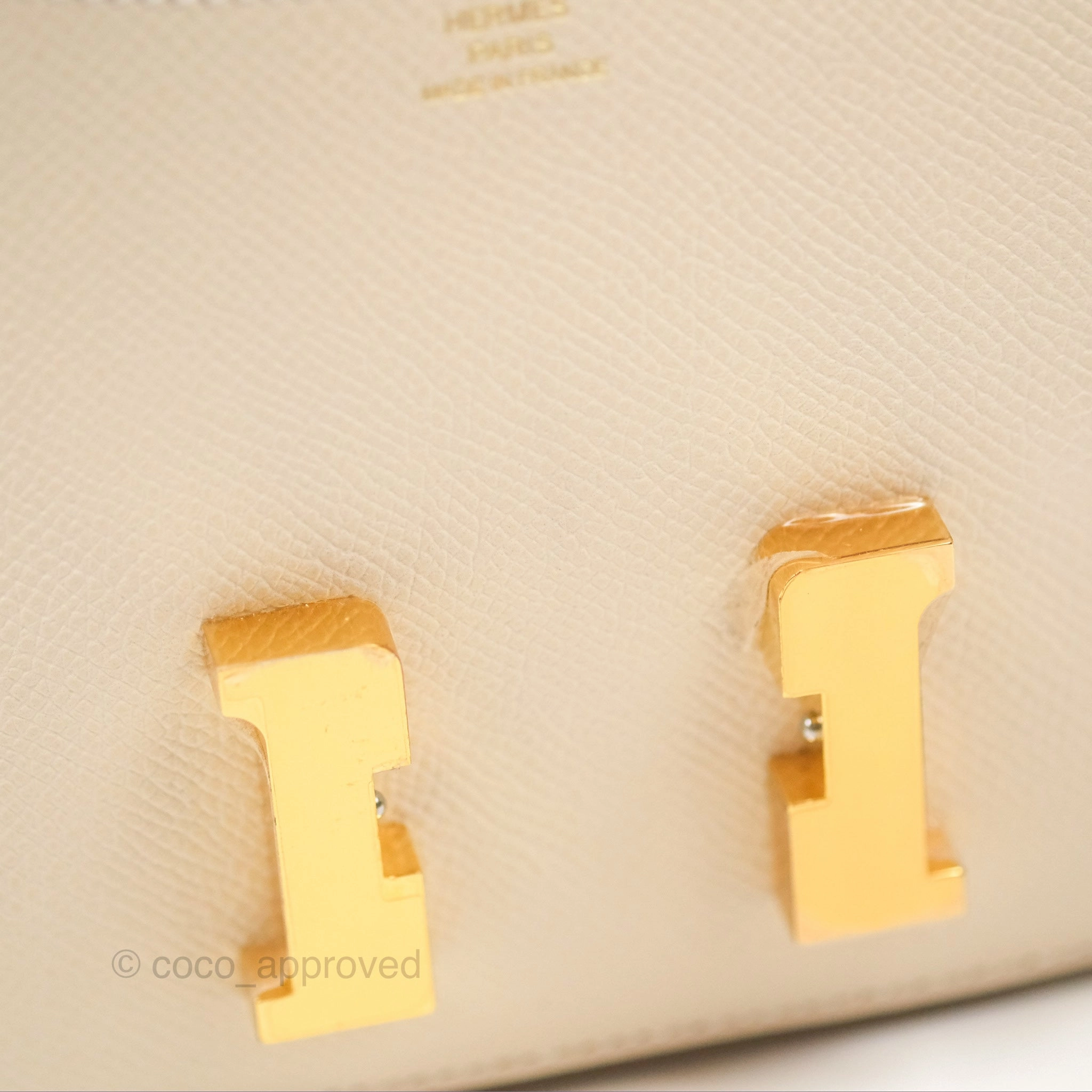 Herms Constance Mini 18cm Craie Epsom Gold Hardware