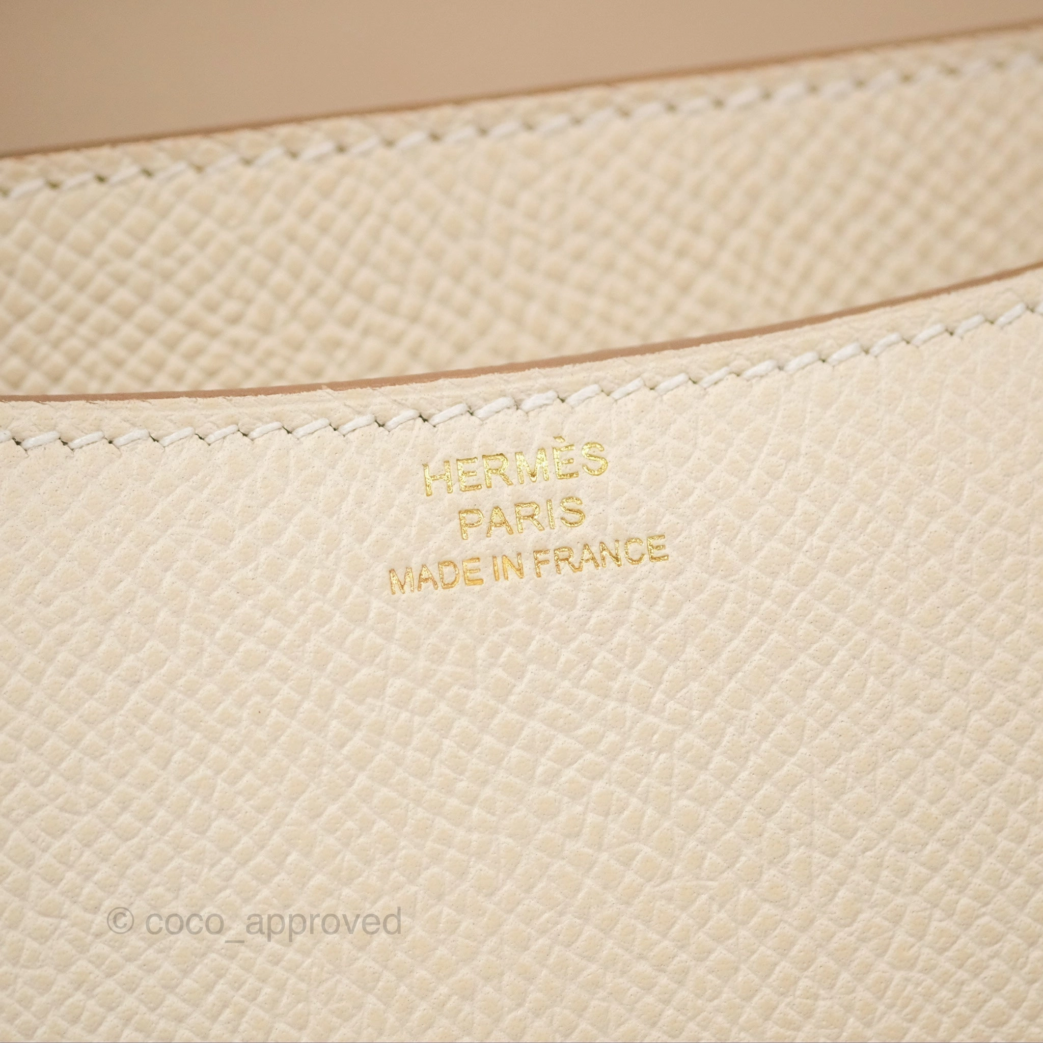 Herms Constance Mini 18cm Craie Epsom Gold Hardware