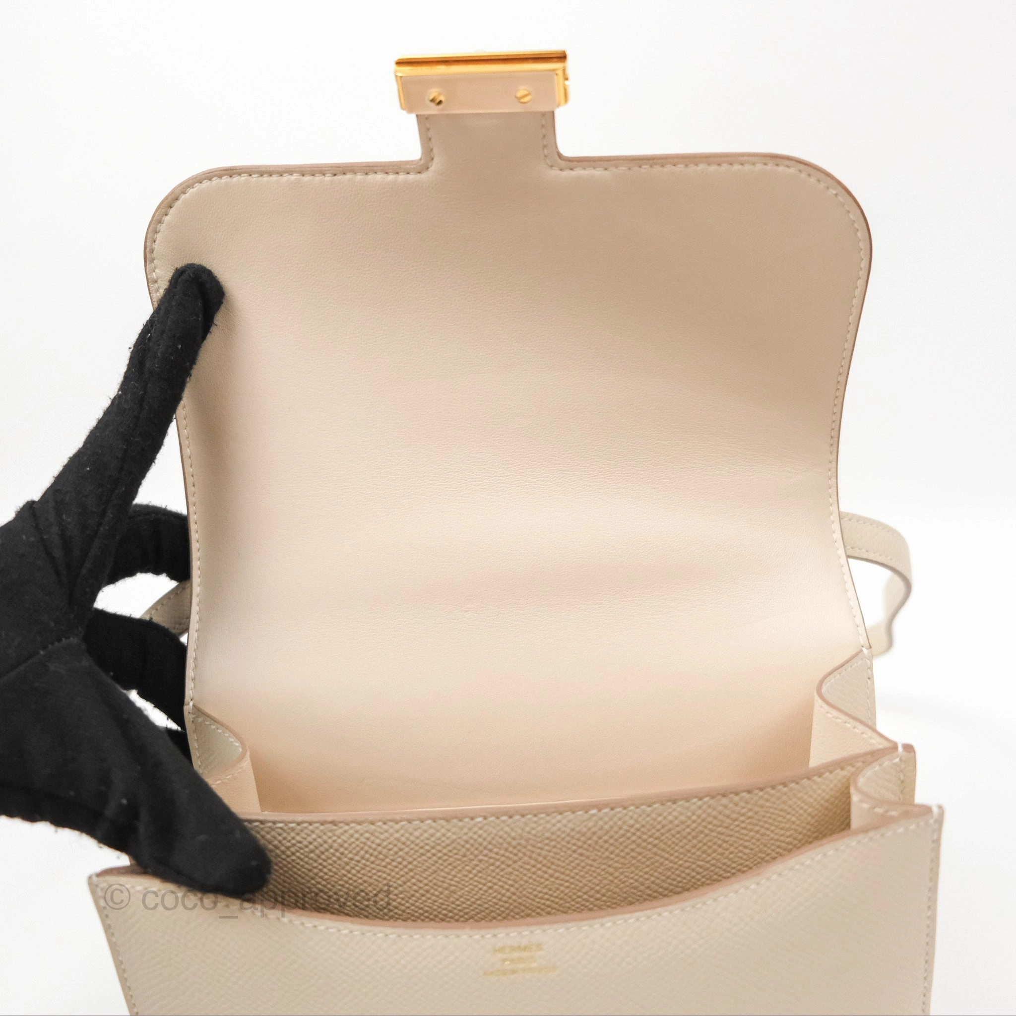 Herms Constance Mini 18cm Craie Epsom Gold Hardware