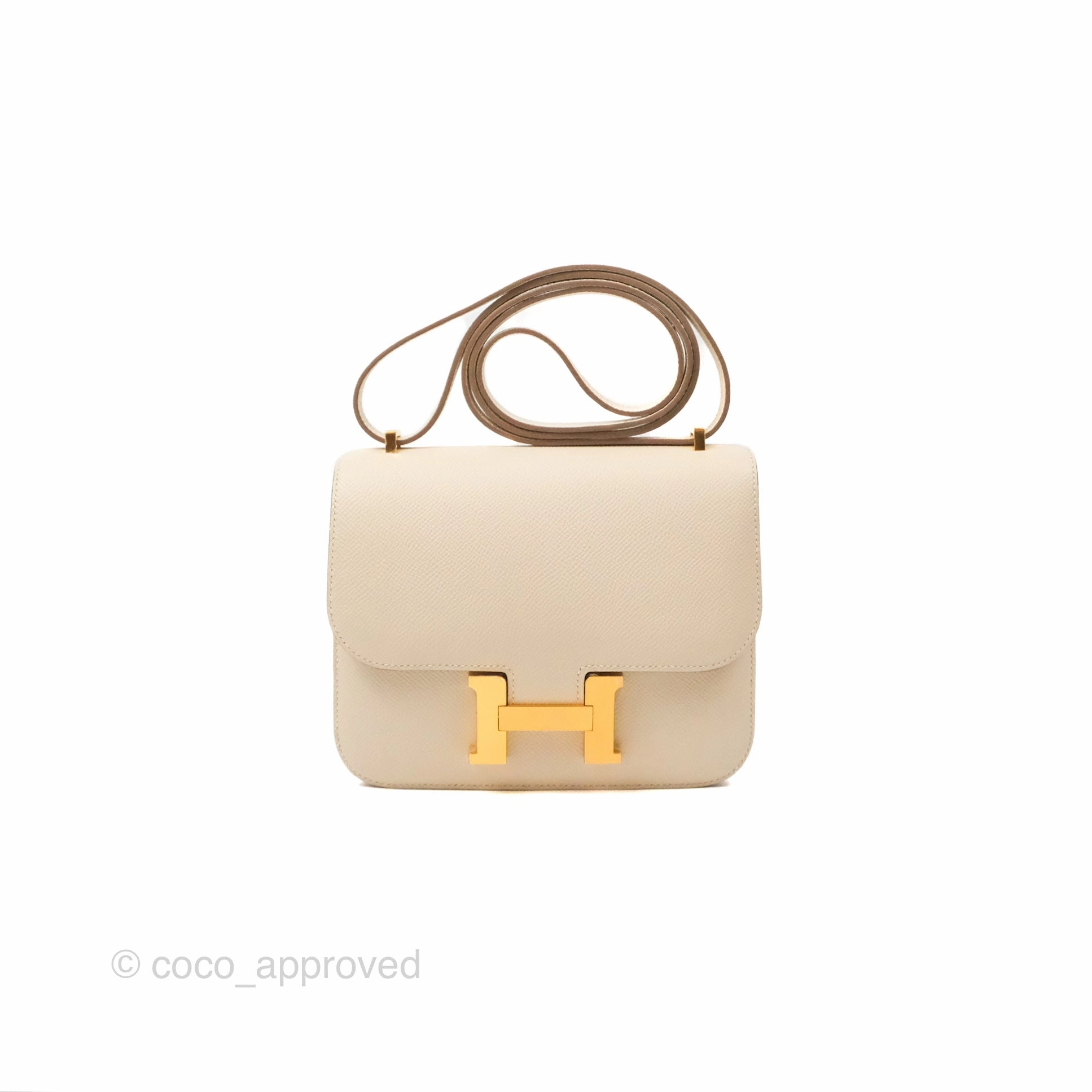 Herms Constance Mini 18cm Craie Epsom Gold Hardware