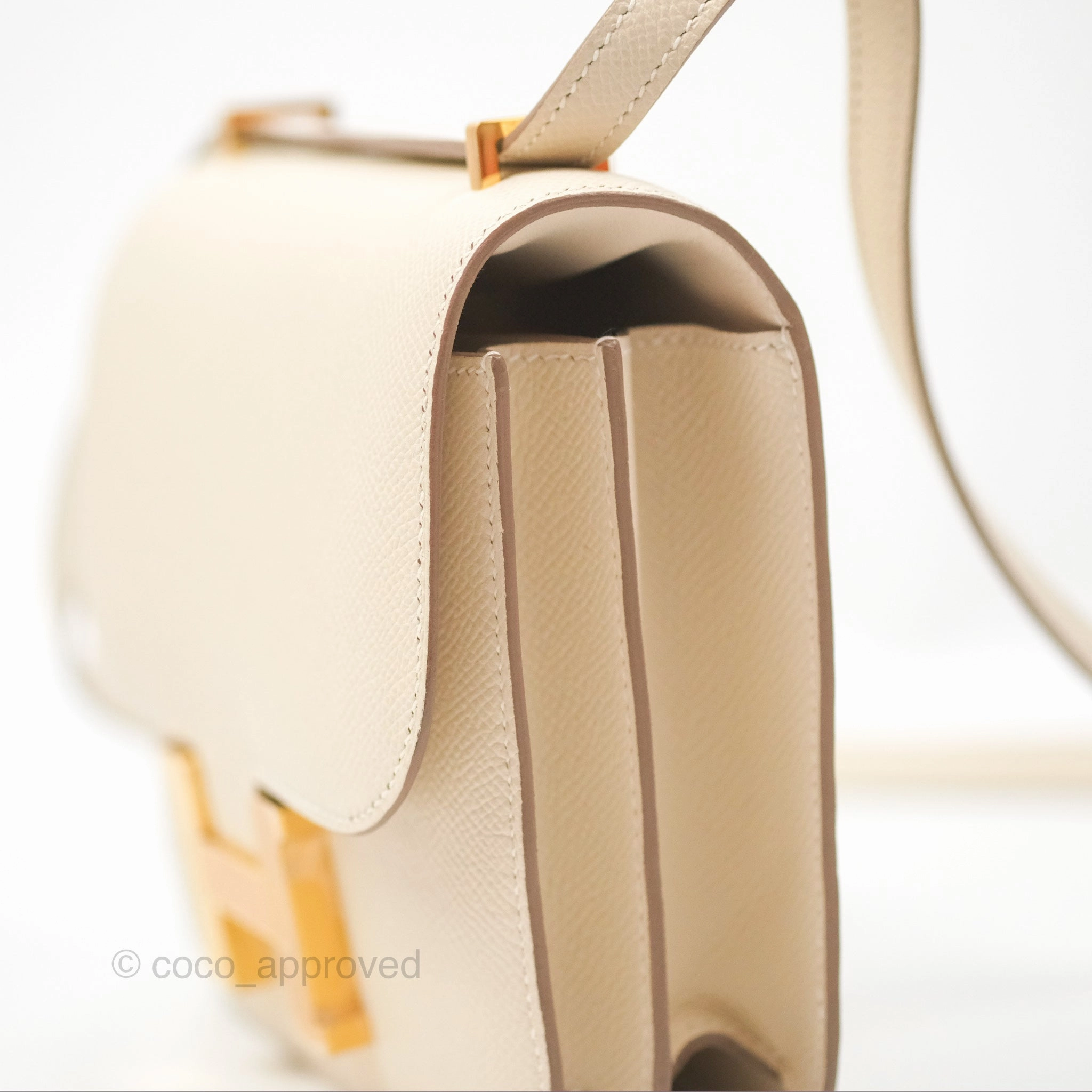 Herms Constance Mini 18cm Craie Epsom Gold Hardware