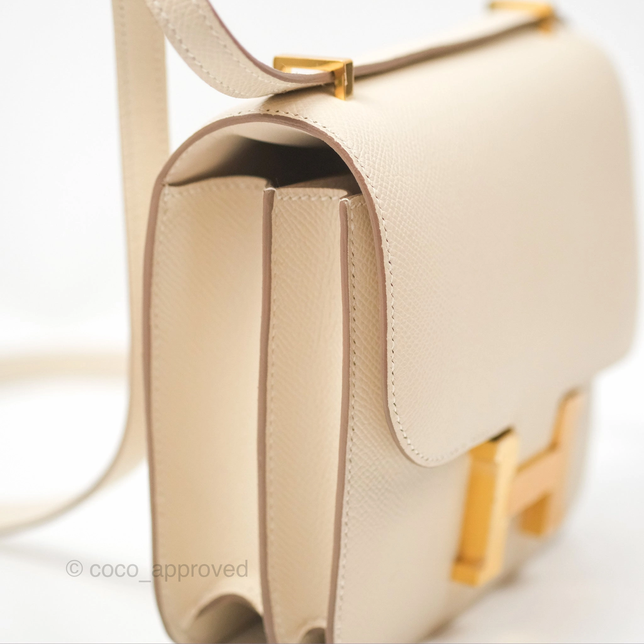 Herms Constance Mini 18cm Craie Epsom Gold Hardware