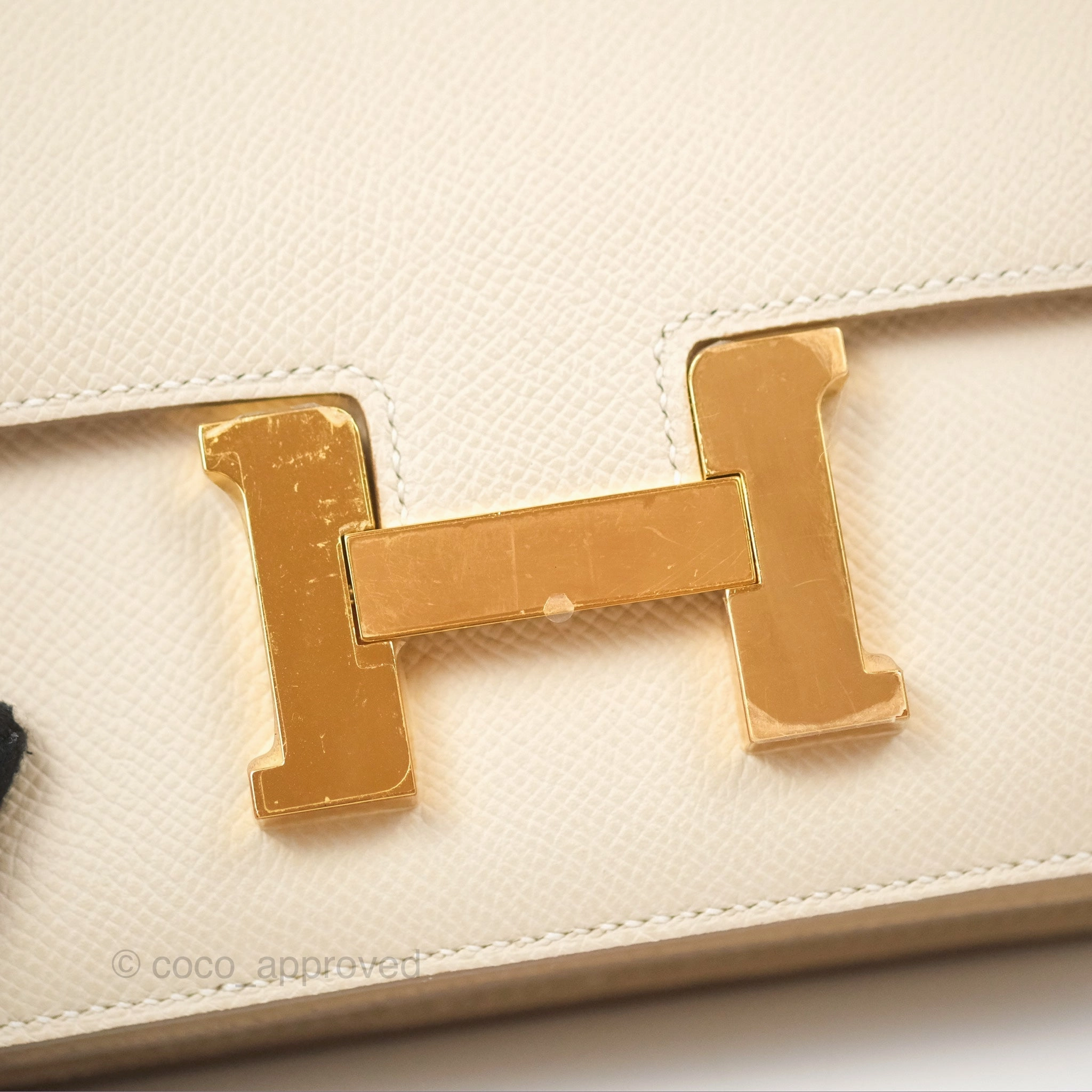 Herms Constance Mini 18cm Craie Epsom Gold Hardware