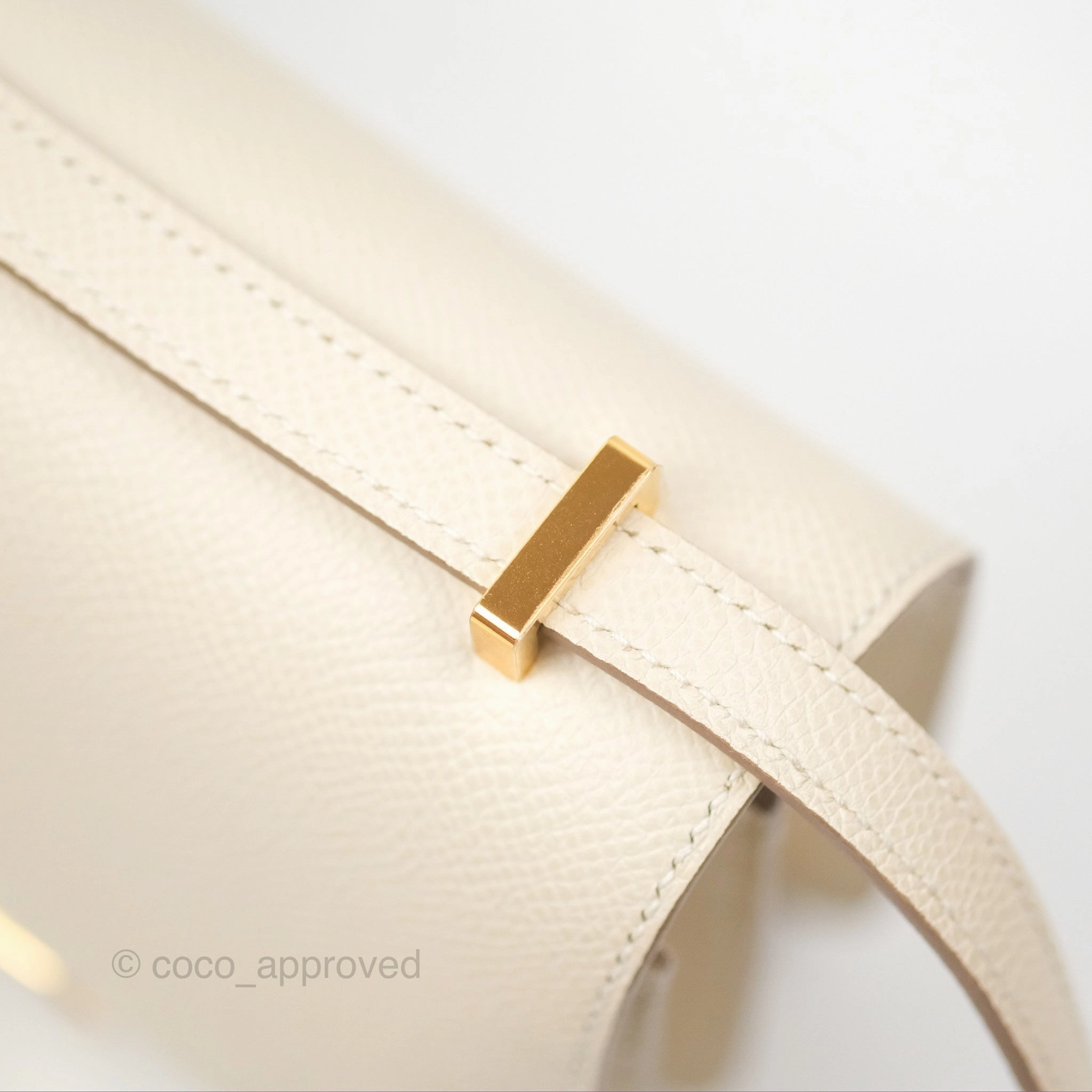 Herms Constance Mini 18cm Craie Epsom Gold Hardware