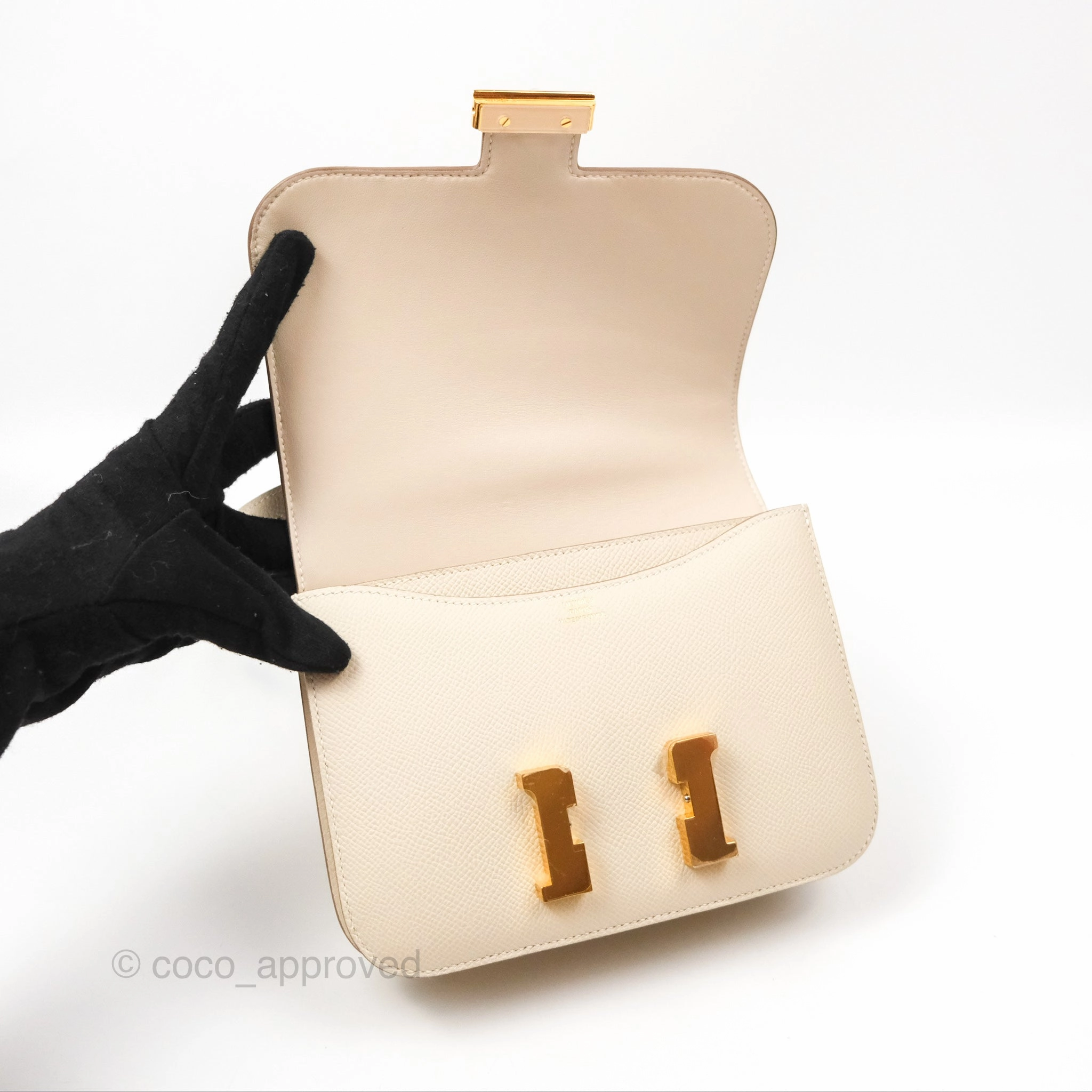 Herms Constance Mini 18cm Craie Epsom Gold Hardware