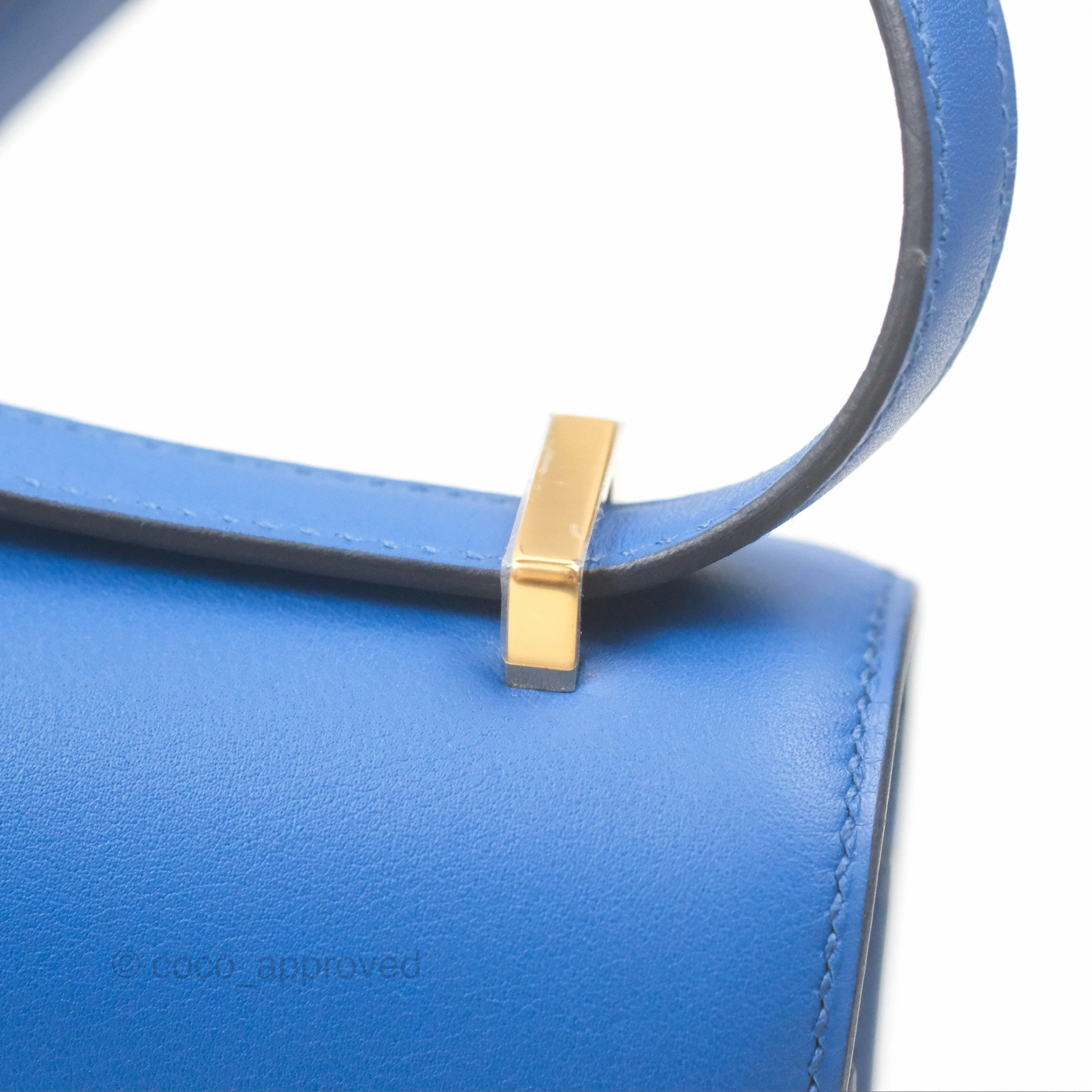 Herms Constance Mini 18cm Mirror Bleu France 71 Swift Gold Hardware