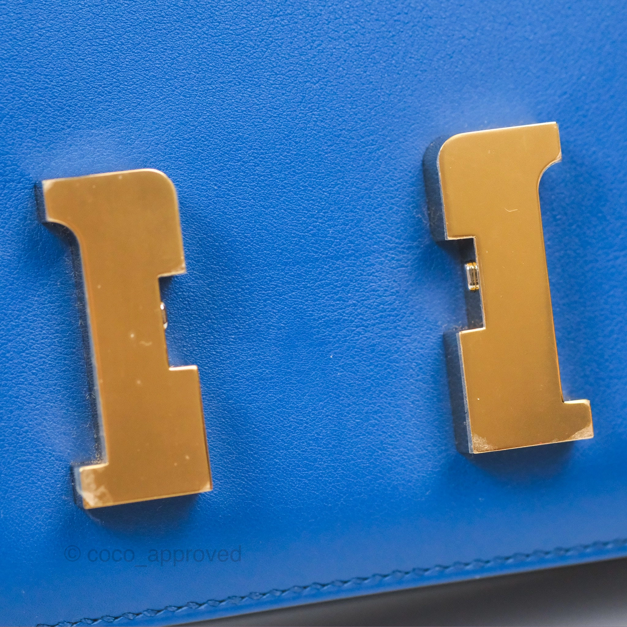 Herms Constance Mini 18cm Mirror Bleu France 71 Swift Gold Hardware