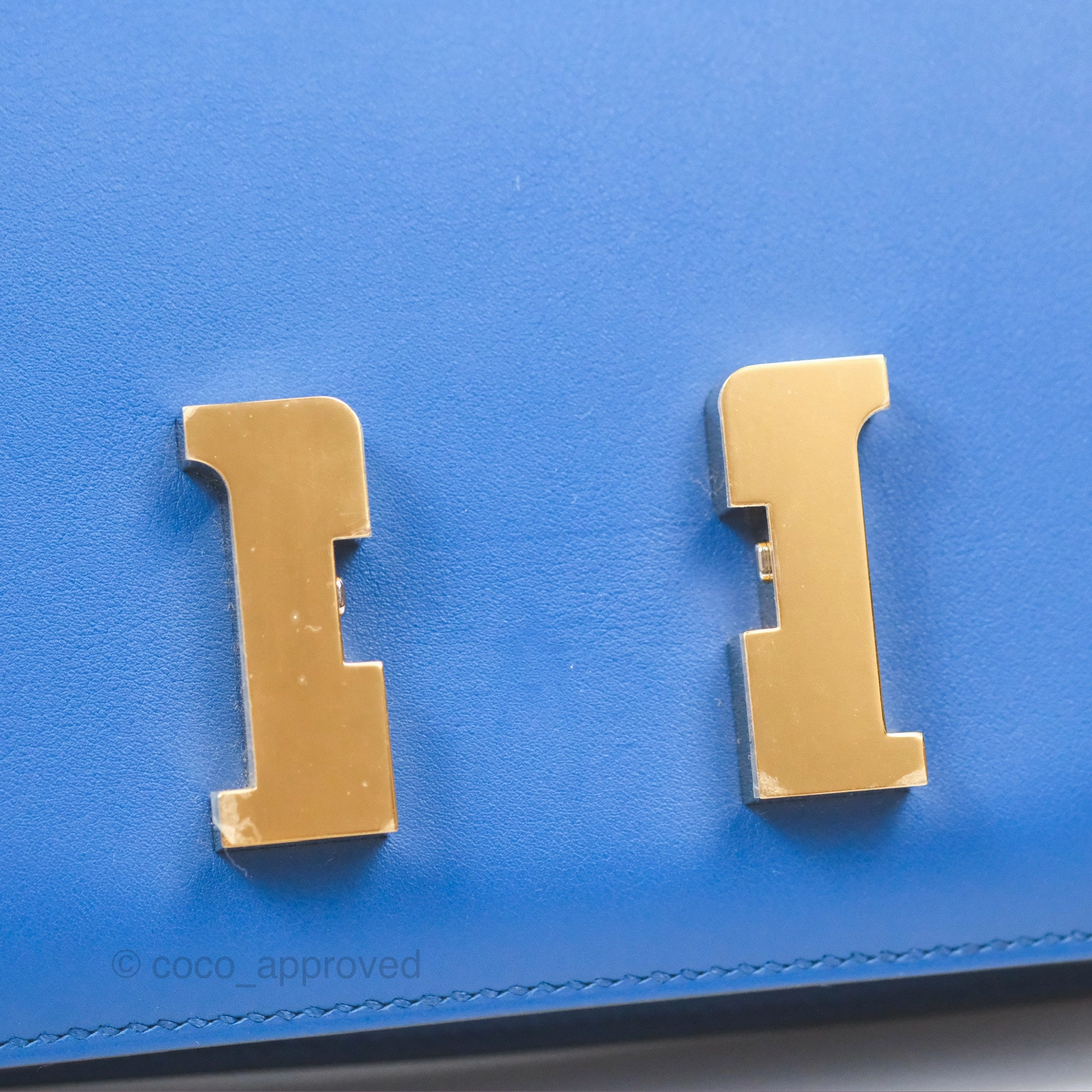Herms Constance Mini 18cm Mirror Bleu France 71 Swift Gold Hardware