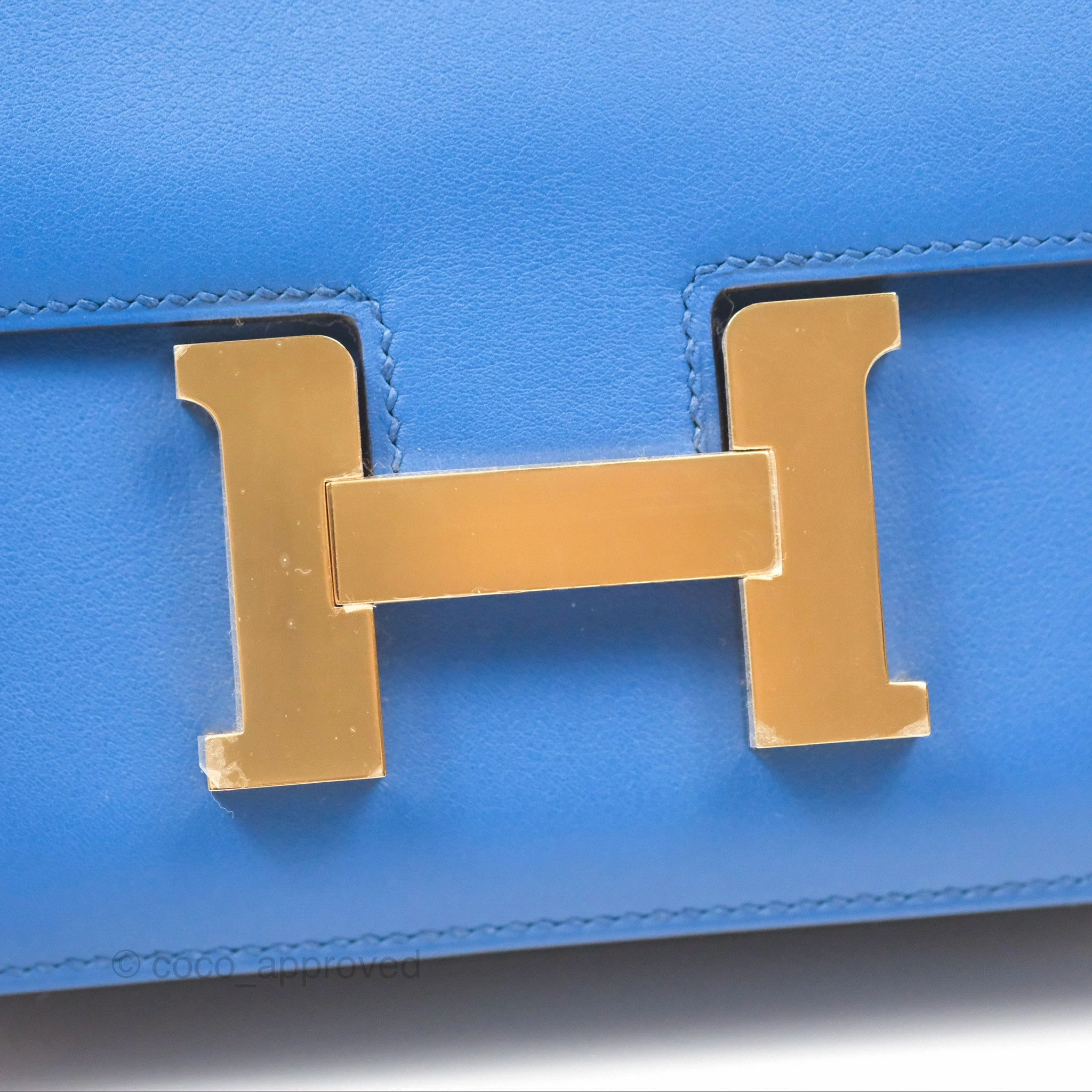Herms Constance Mini 18cm Mirror Bleu France 71 Swift Gold Hardware