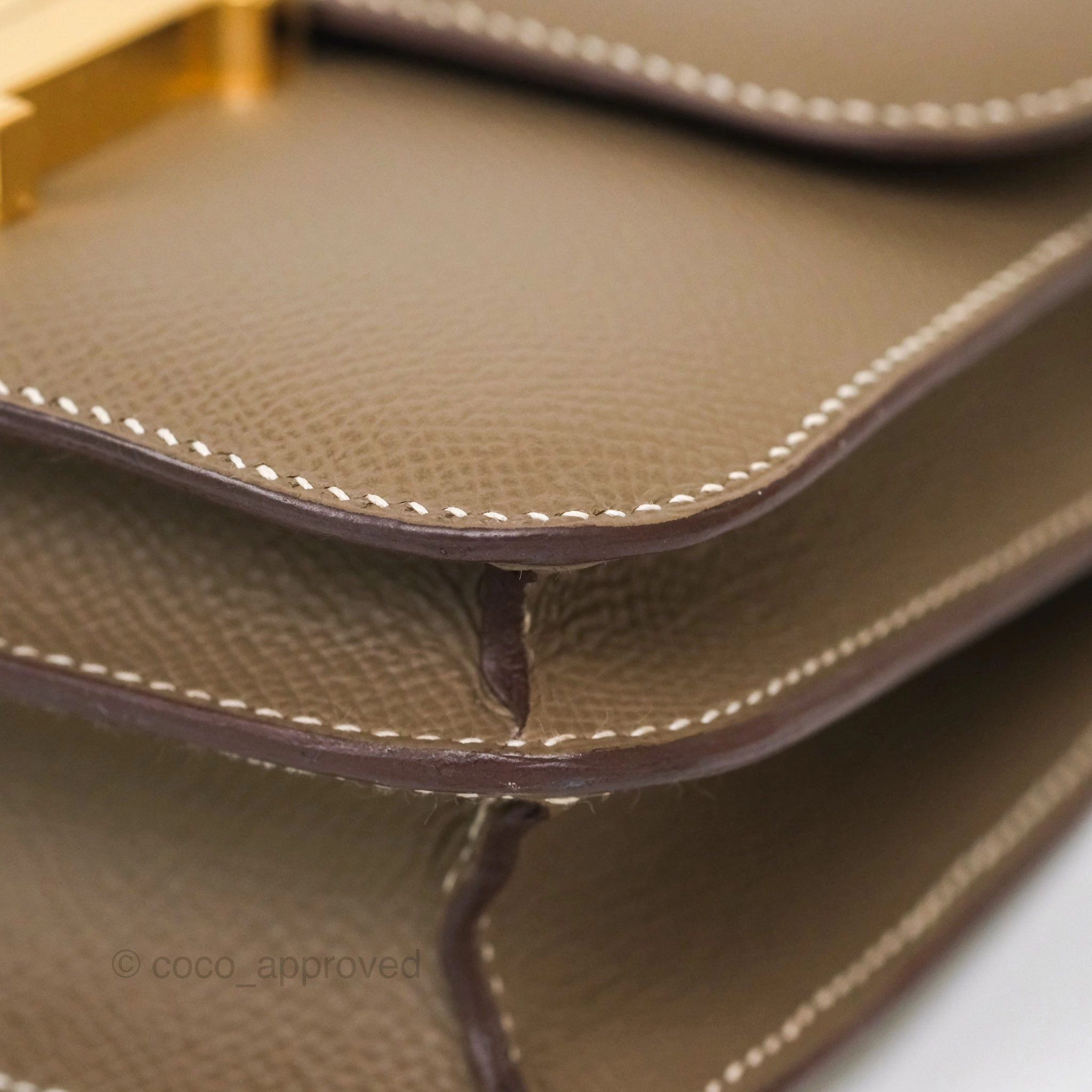 Herms Constance Mini 18cm Mirror Etoupe Epsom Gold Hardware