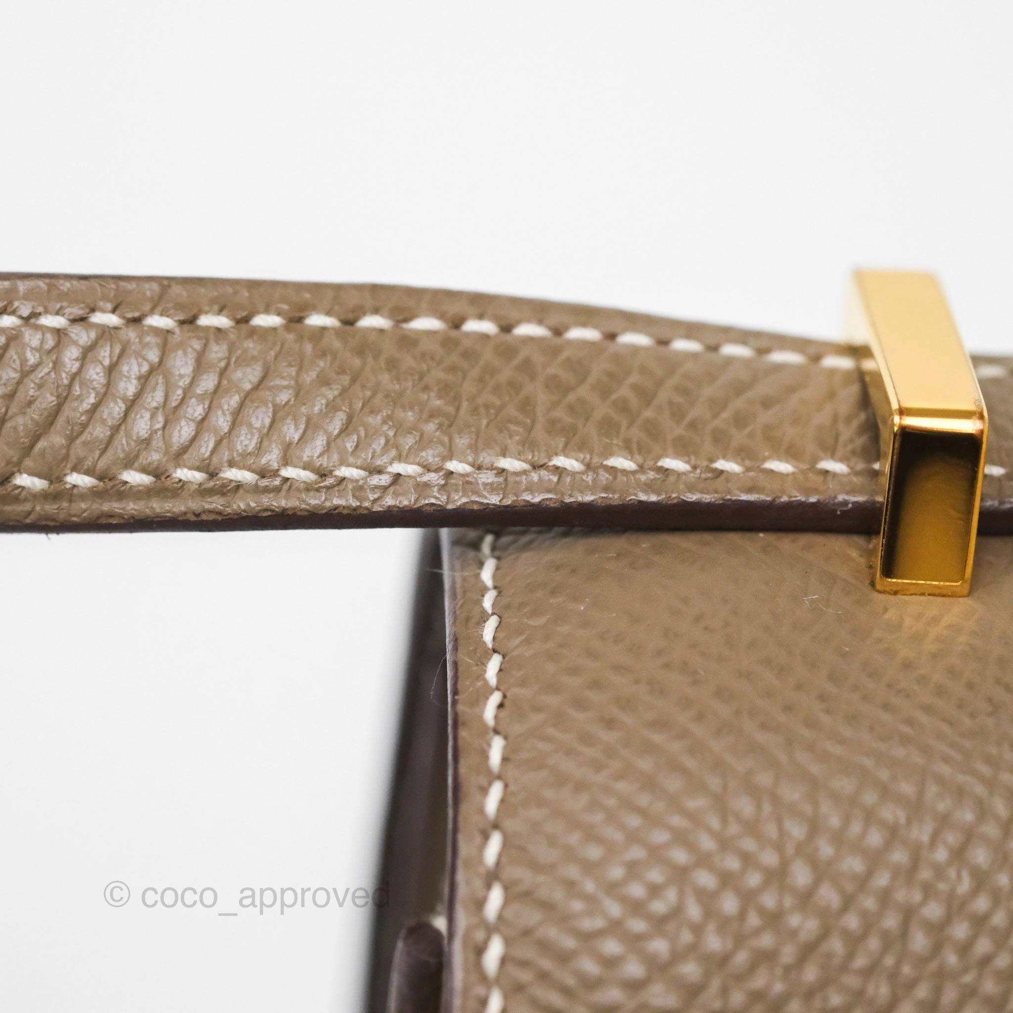 Herms Constance Mini 18cm Mirror Etoupe Epsom Gold Hardware