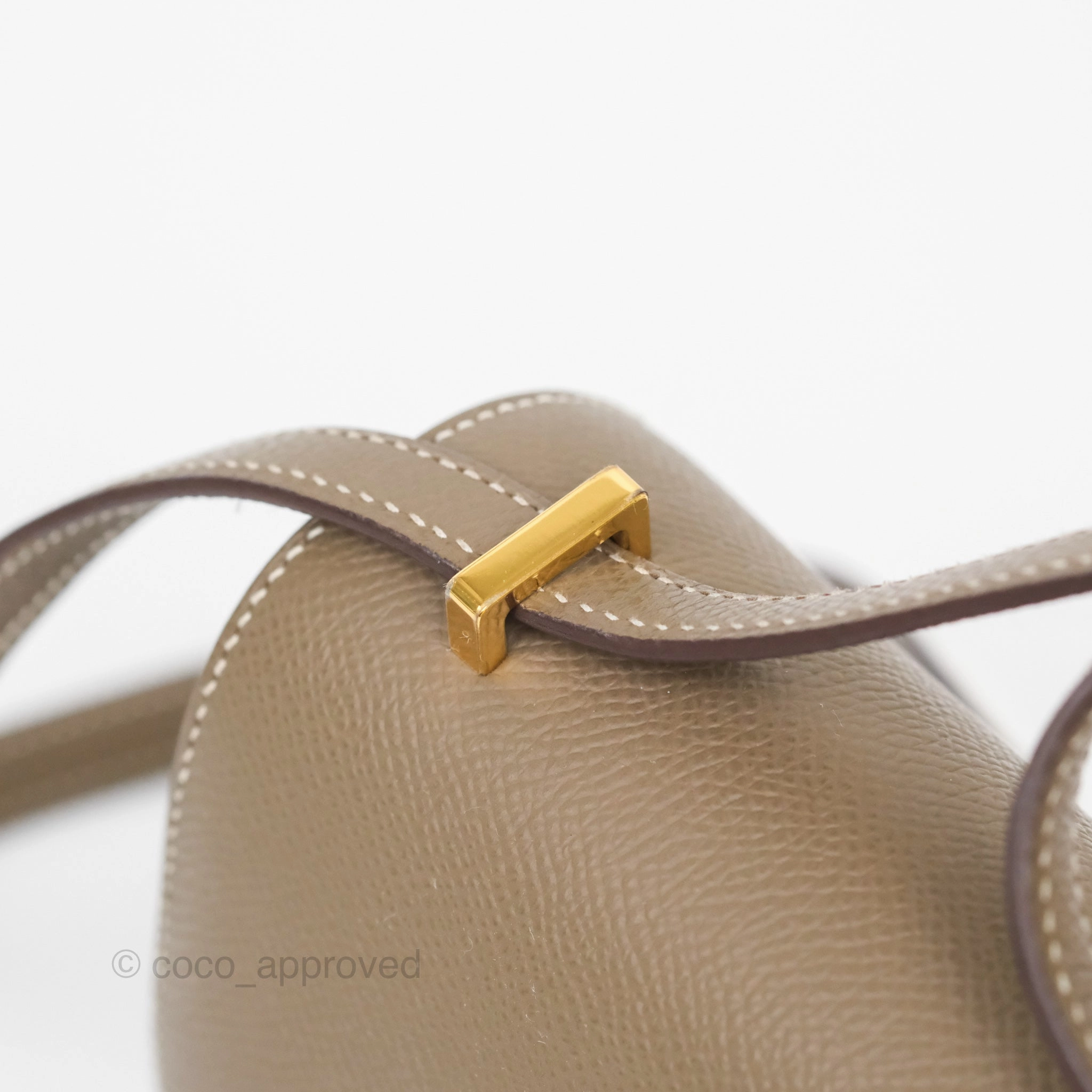 Herms Constance Mini 18cm Mirror Etoupe Epsom Gold Hardware