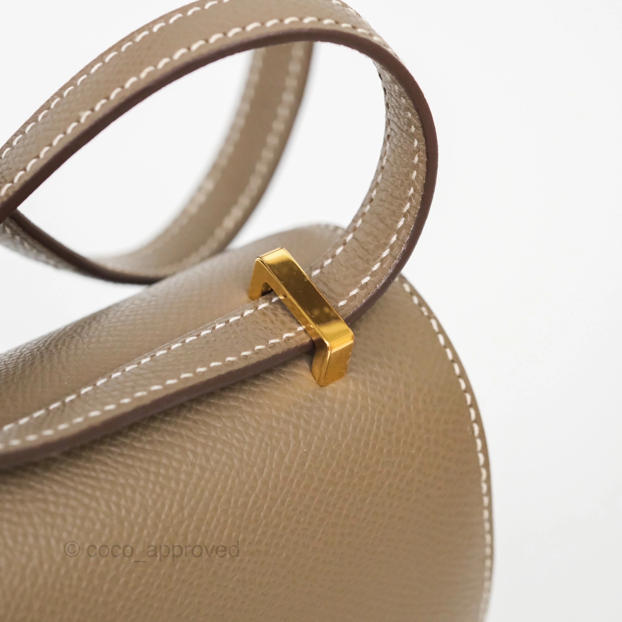 Herms Constance Mini 18cm Mirror Etoupe Epsom Gold Hardware
