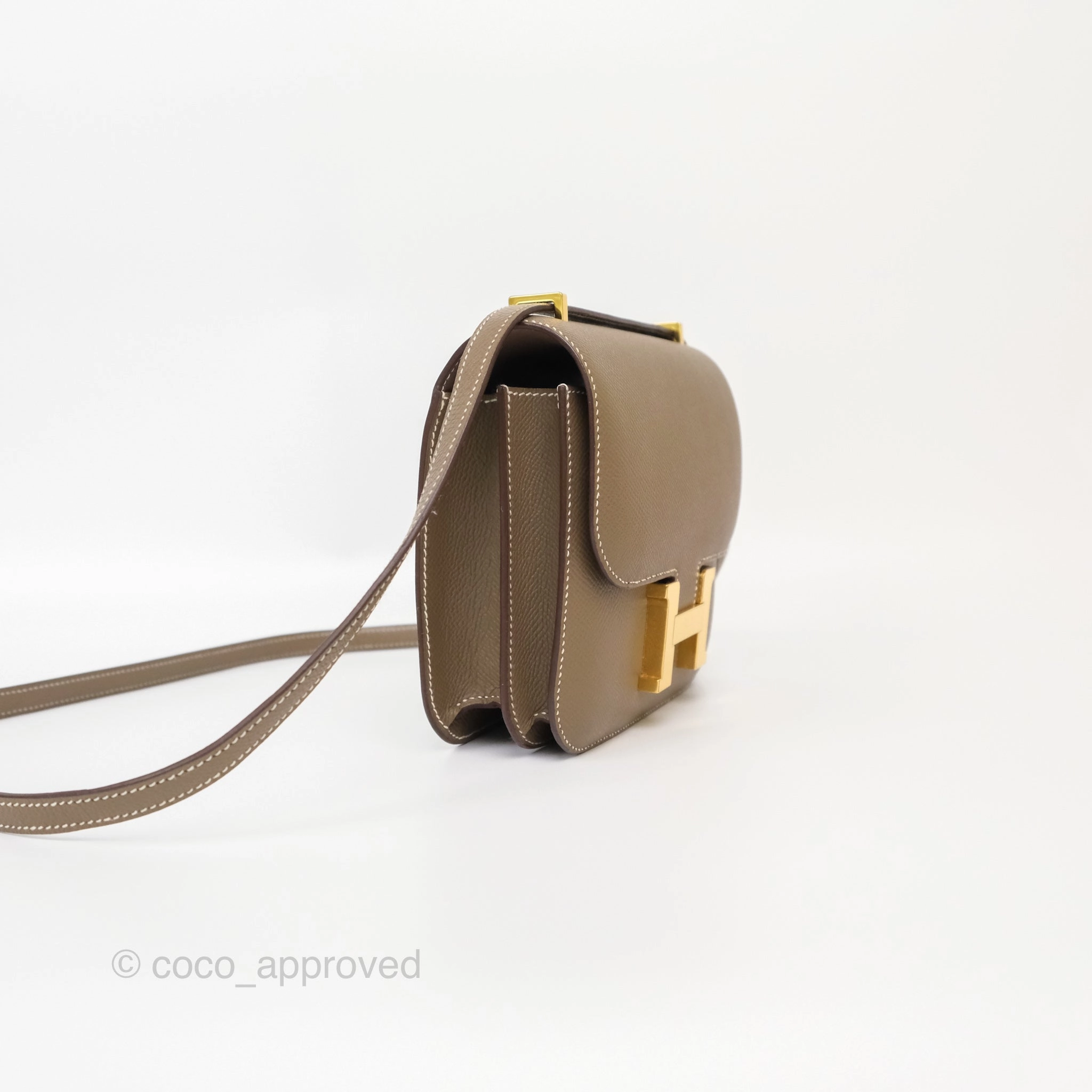 Herms Constance Mini 18cm Mirror Etoupe Epsom Gold Hardware