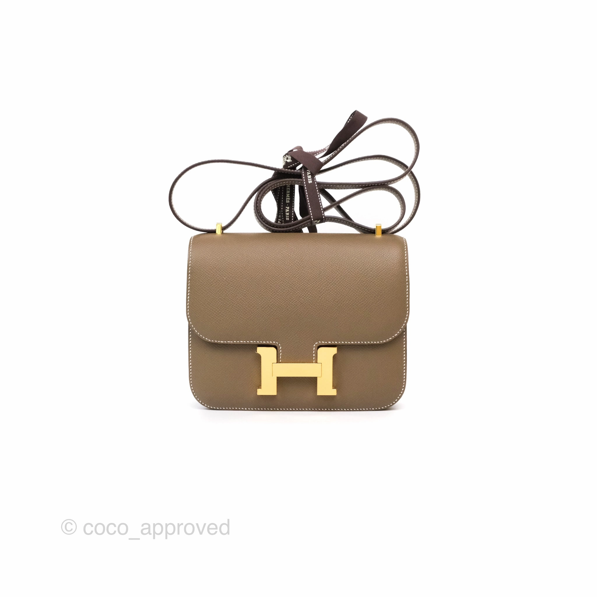 Herms Constance Mini 18cm Mirror Etoupe Epsom Gold Hardware