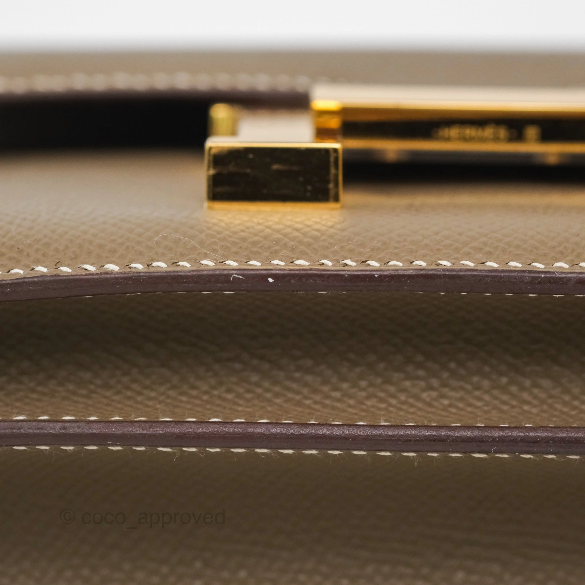 Herms Constance Mini 18cm Mirror Etoupe Epsom Gold Hardware