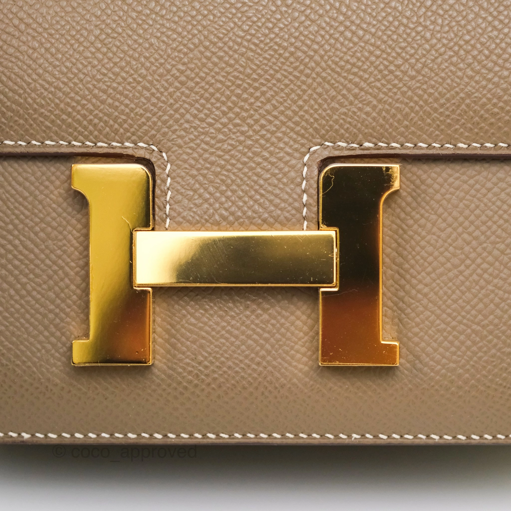 Herms Constance Mini 18cm Mirror Etoupe Epsom Gold Hardware